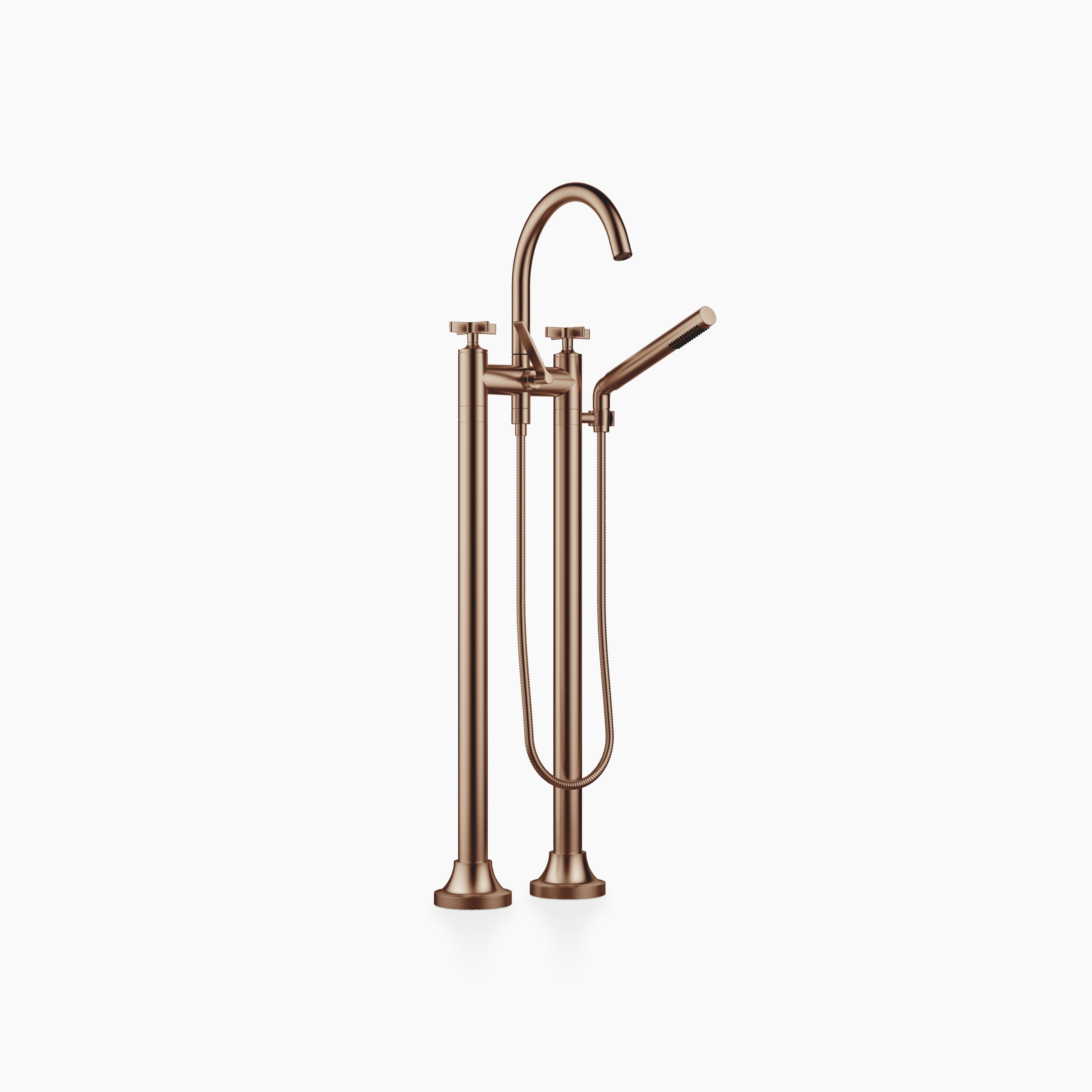 Vaia Two Hole Bath Mixer For Free Standing Assembly With Hand Shower Set Chrome
