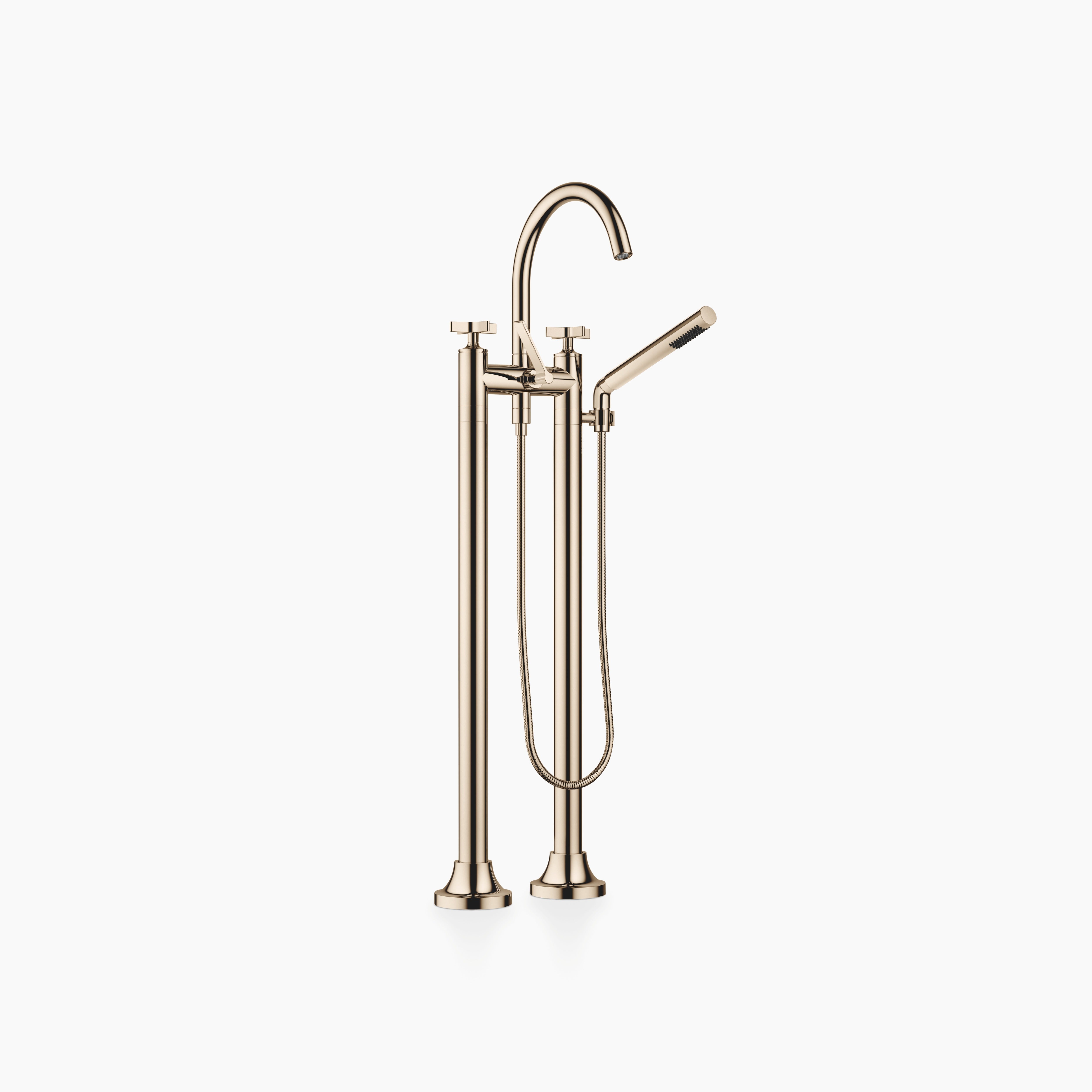 Vaia Two Hole Bath Mixer For Free Standing Assembly With Hand Shower Set Chrome