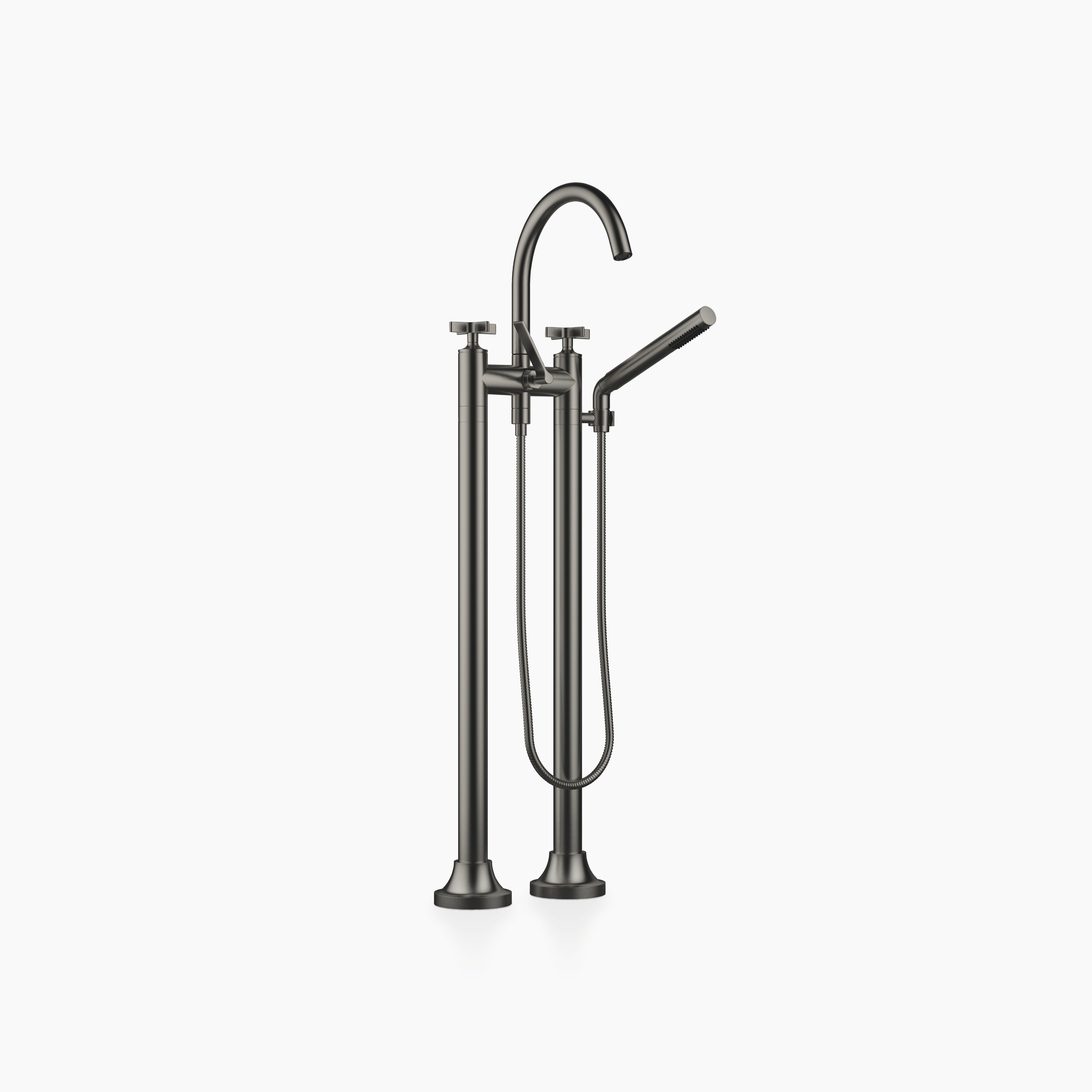 Vaia Two Hole Bath Mixer For Free Standing Assembly With Hand Shower Set Chrome