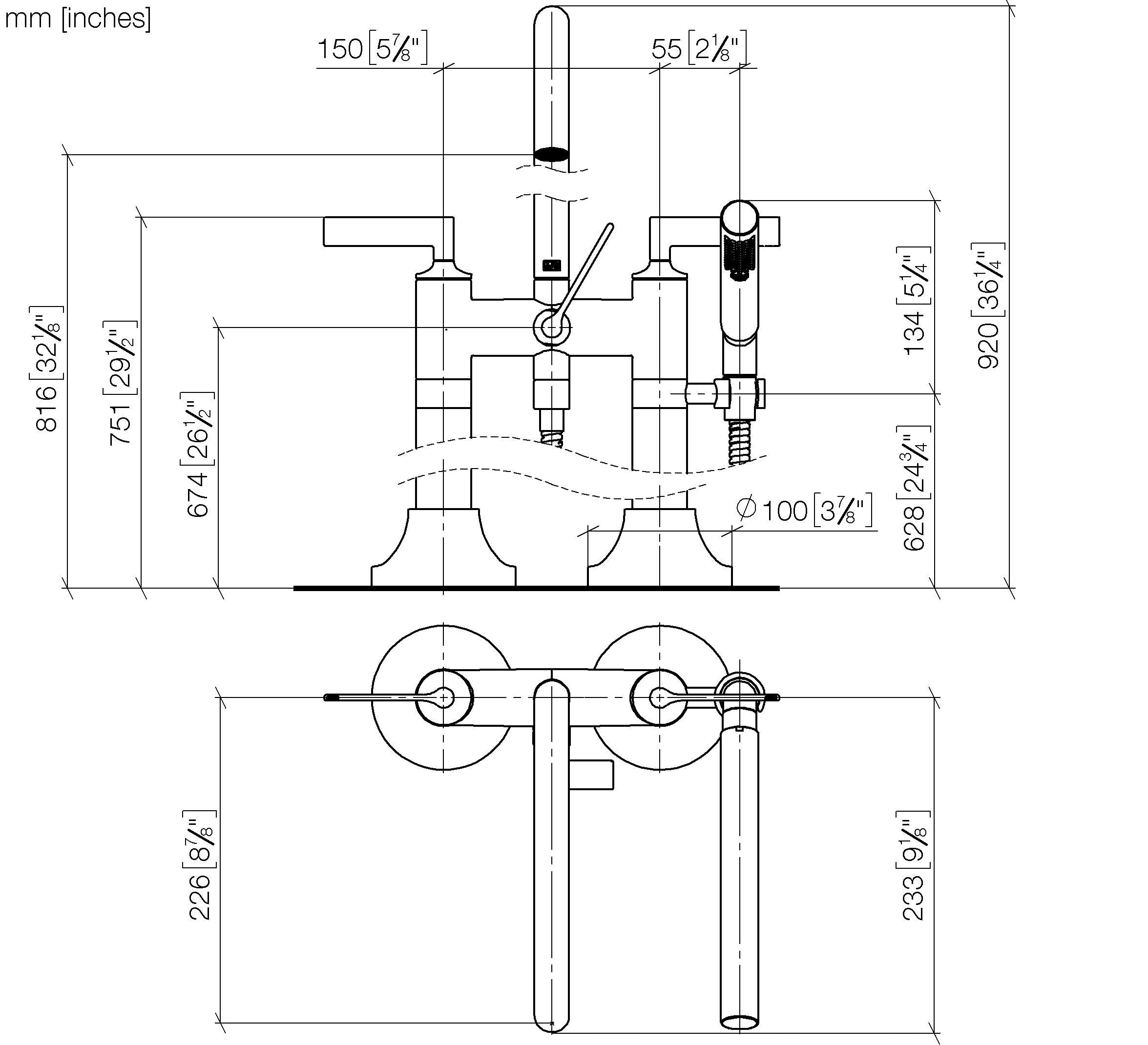 Vaia Two Hole Bath Mixer For Free Standing Assembly With Hand Shower Set Chrome II