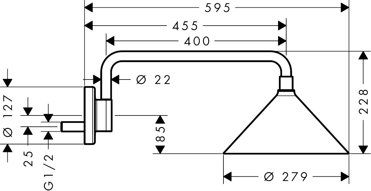 AXOR Showers/Front Overhead shower 240 2jet with shower arm