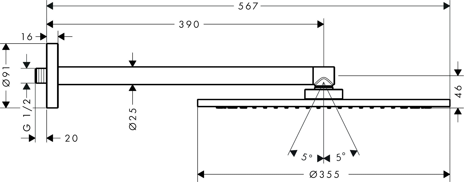 AXOR ShowerSolutions Overhead shower 350 1jet with shower arm