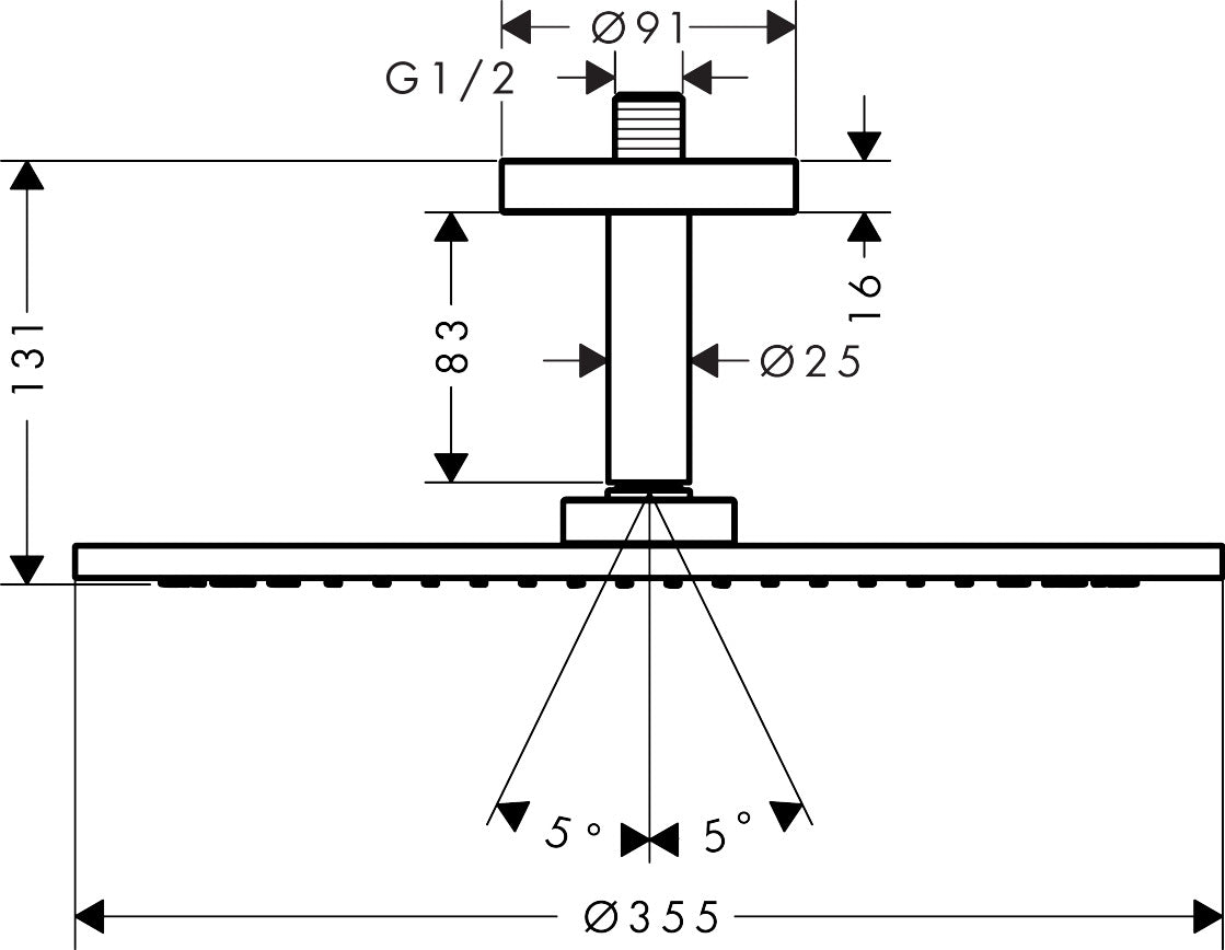 AXOR ShowerSolutions Overhead shower 350 1jet with ceiling connection