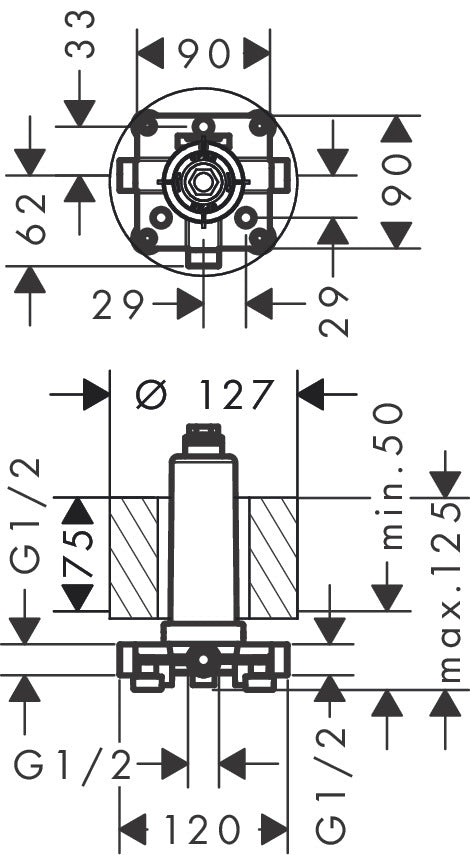 AXOR ShowerSolutions Basic set for overhead shower with ceiling connector