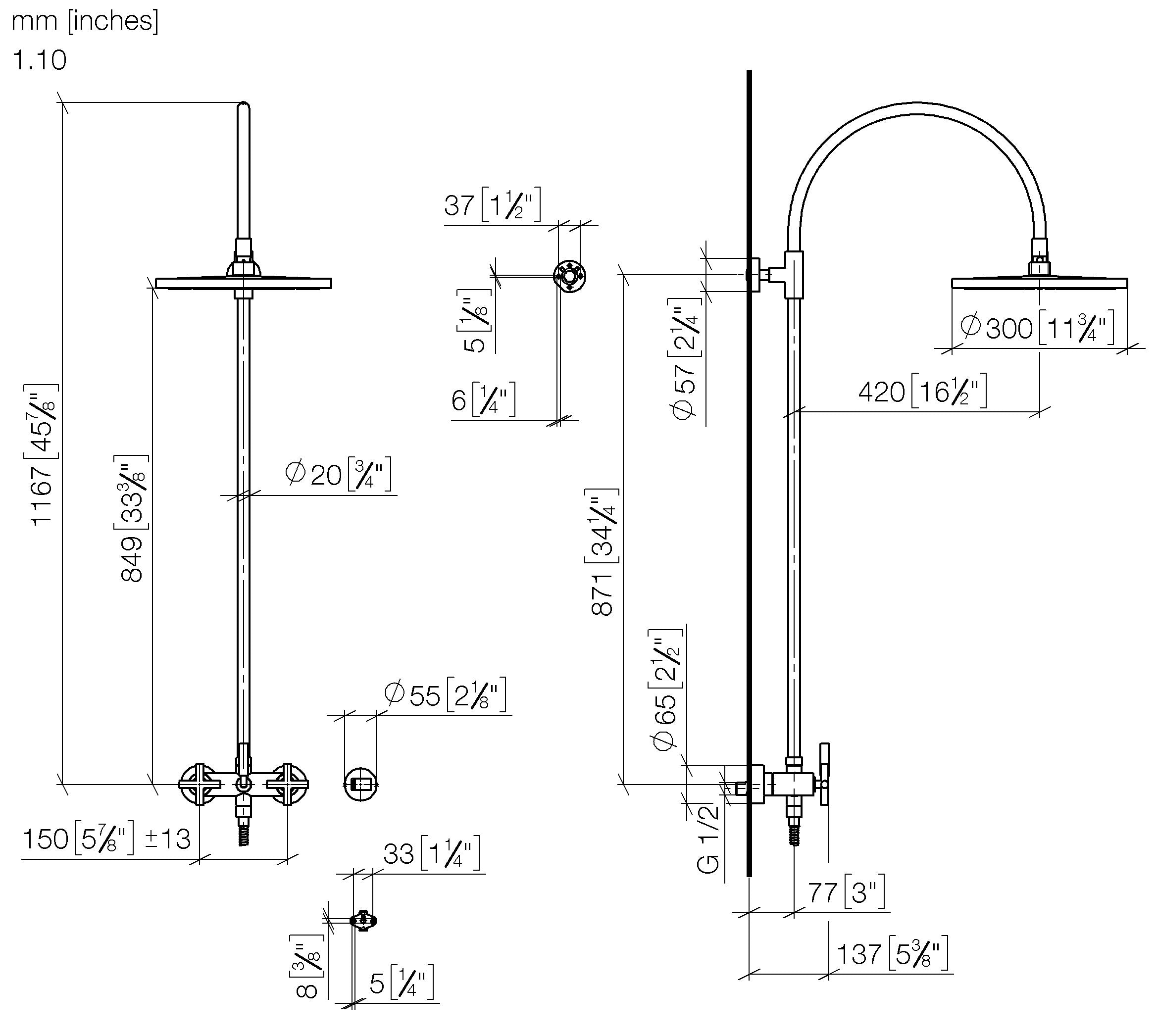 Tara Showerpipe With Shower Mixer 300 mm Chrome
