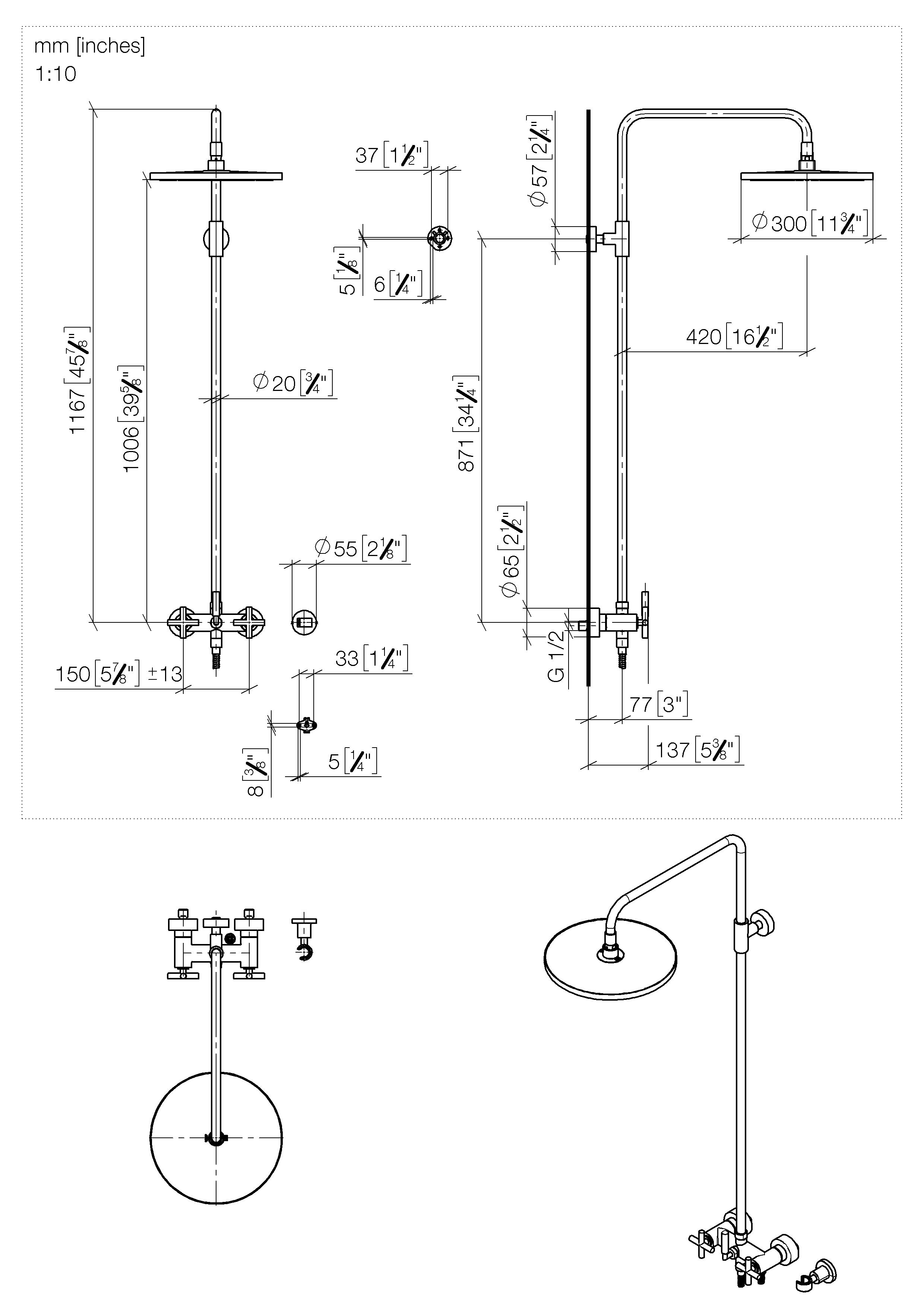 Tara Showerpipe Without Hand Shower 300 mm Chrome