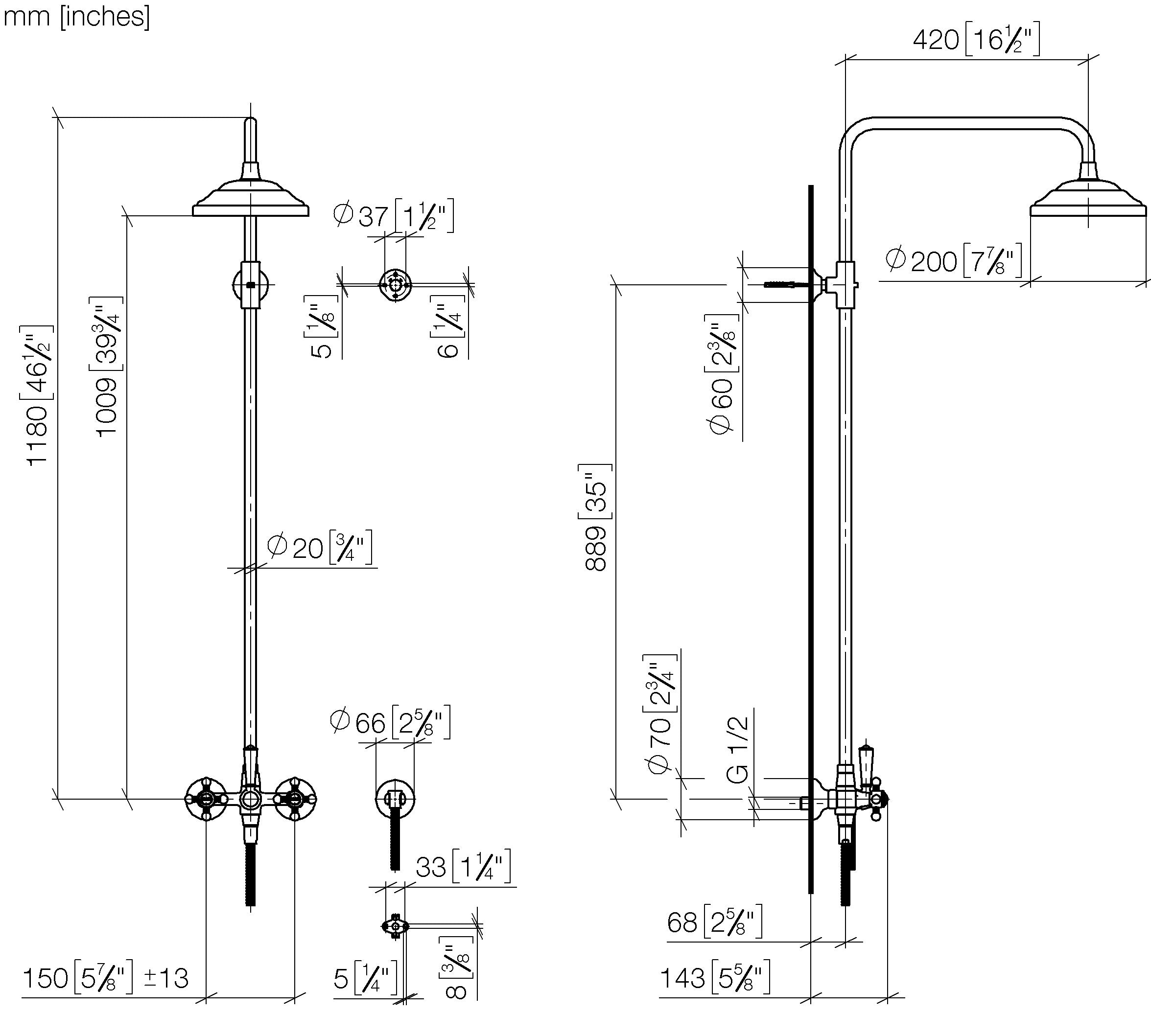 Madison Showerpipe With Shower Mixer Without Hand Shower Chrome