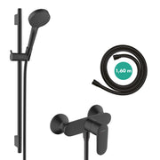 Vernis Blend Shower system for exposed installation 100 Vario EcoSmart with single lever shower mixer and shower bar S Puro 65 cm