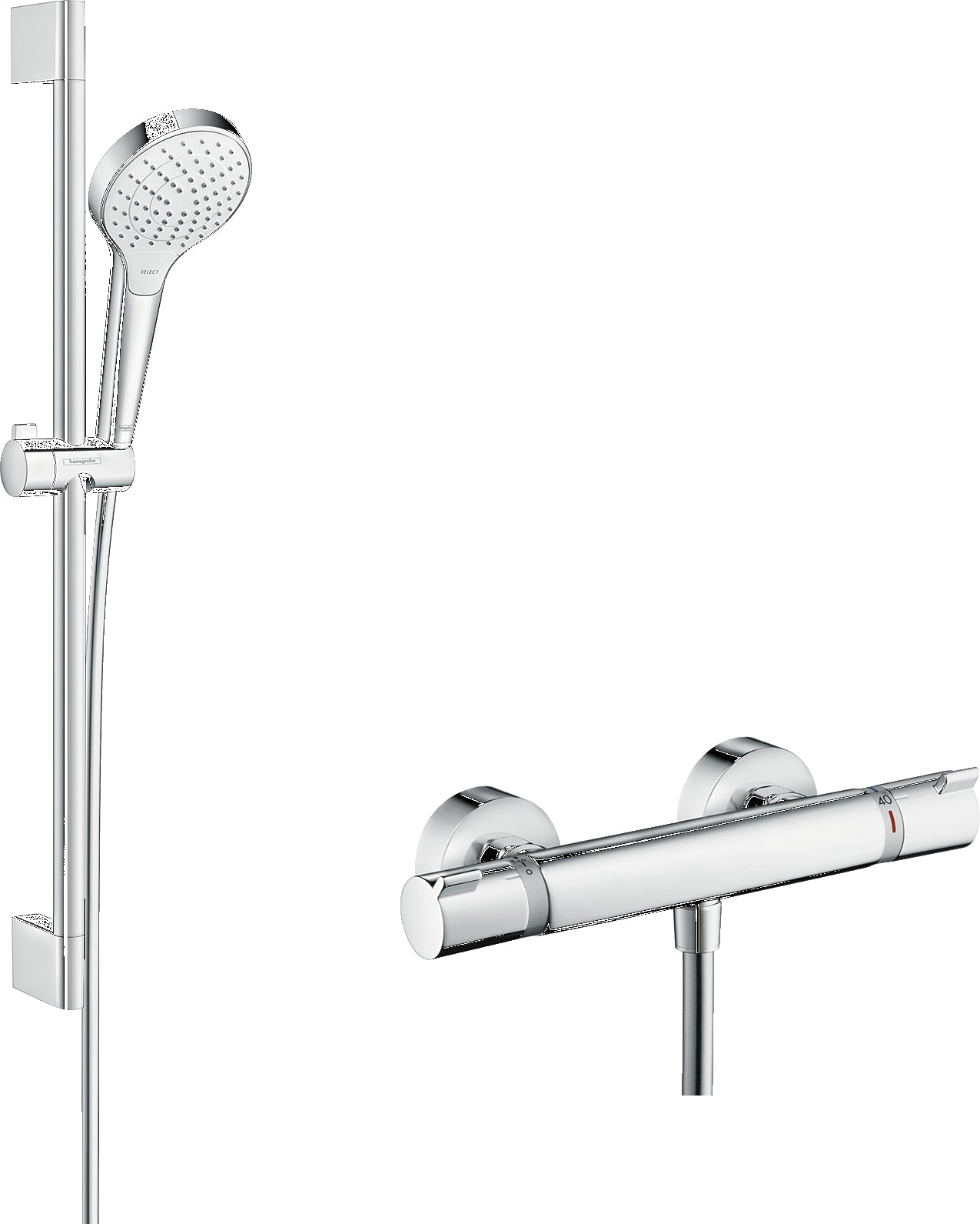 Croma Select S Shower system 110 Vario with Ecostat Comfort thermostatic mixer and shower rail 65 cm