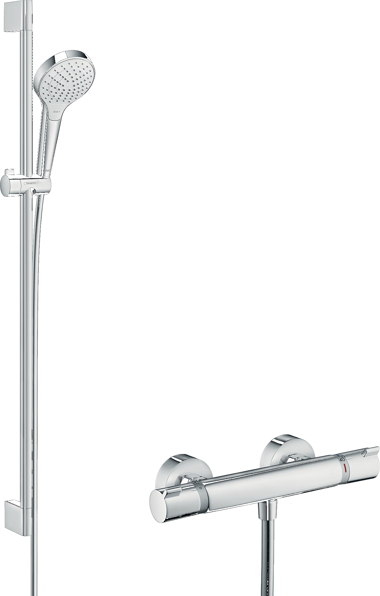 Croma Select S Shower system 110 Vario with Ecostat Comfort thermostatic mixer and shower rail 90 cm