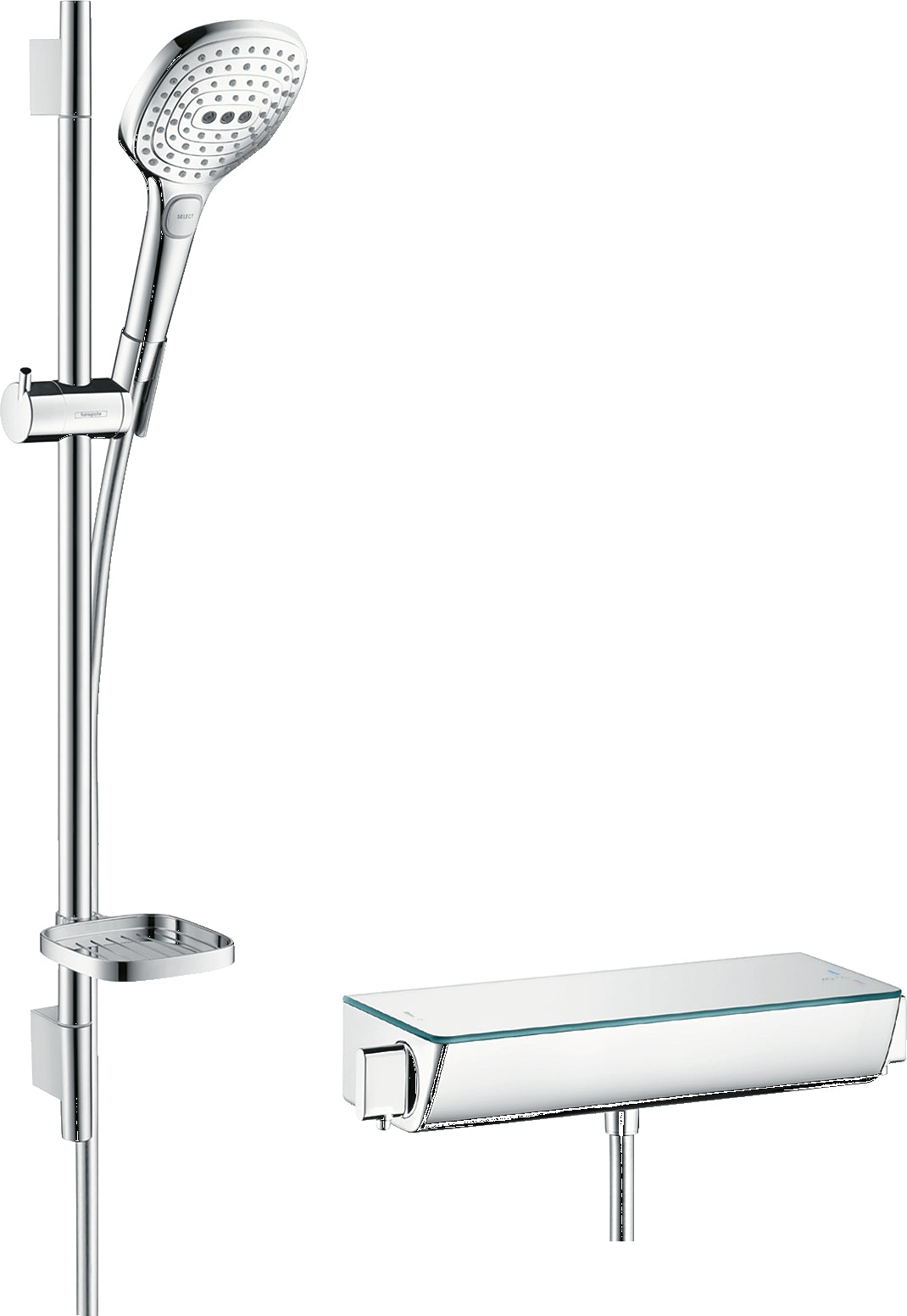 Raindance Select E Shower system 120 3jet with Ecostat Select thermostatic mixer and shower rail 65 cm