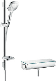 Raindance Select E Shower system 120 3jet with Ecostat Select thermostatic mixer and shower rail 65 cm