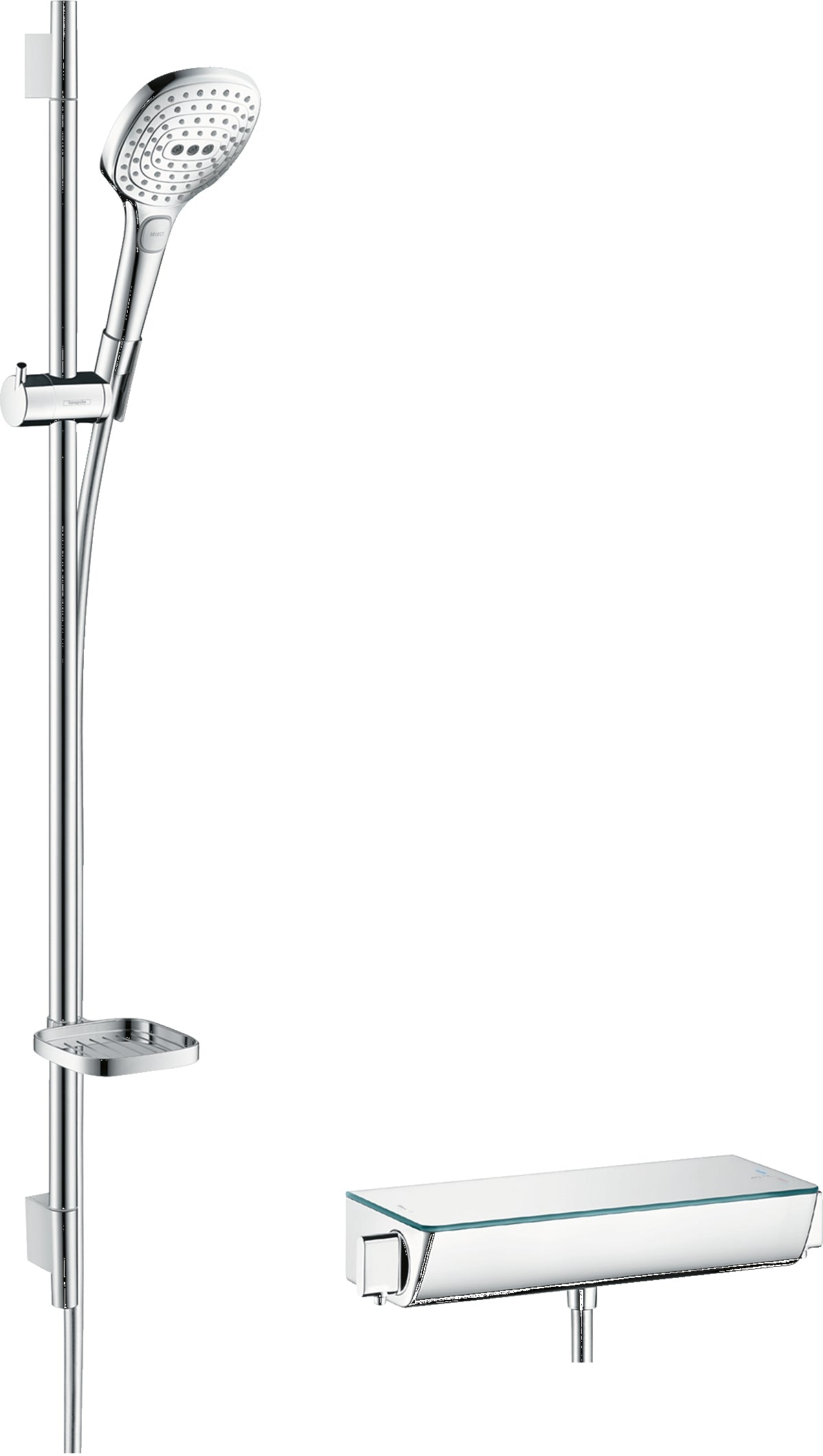 Raindance Select E Shower system 120 3jet with Ecostat Select thermostatic mixer and shower rail 90 cm