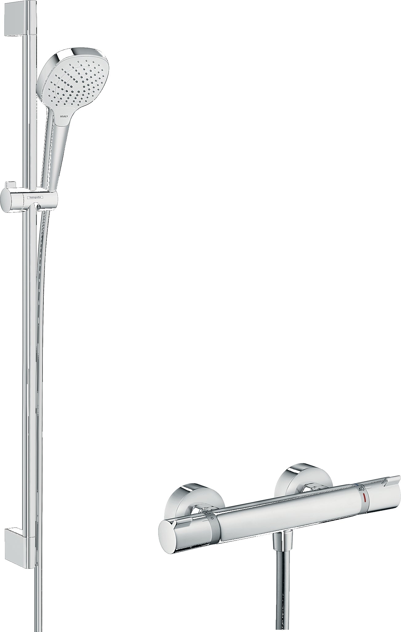 Croma Select E Shower system 110 Vario with Ecostat Comfort thermostatic mixer and shower rail 90 cm