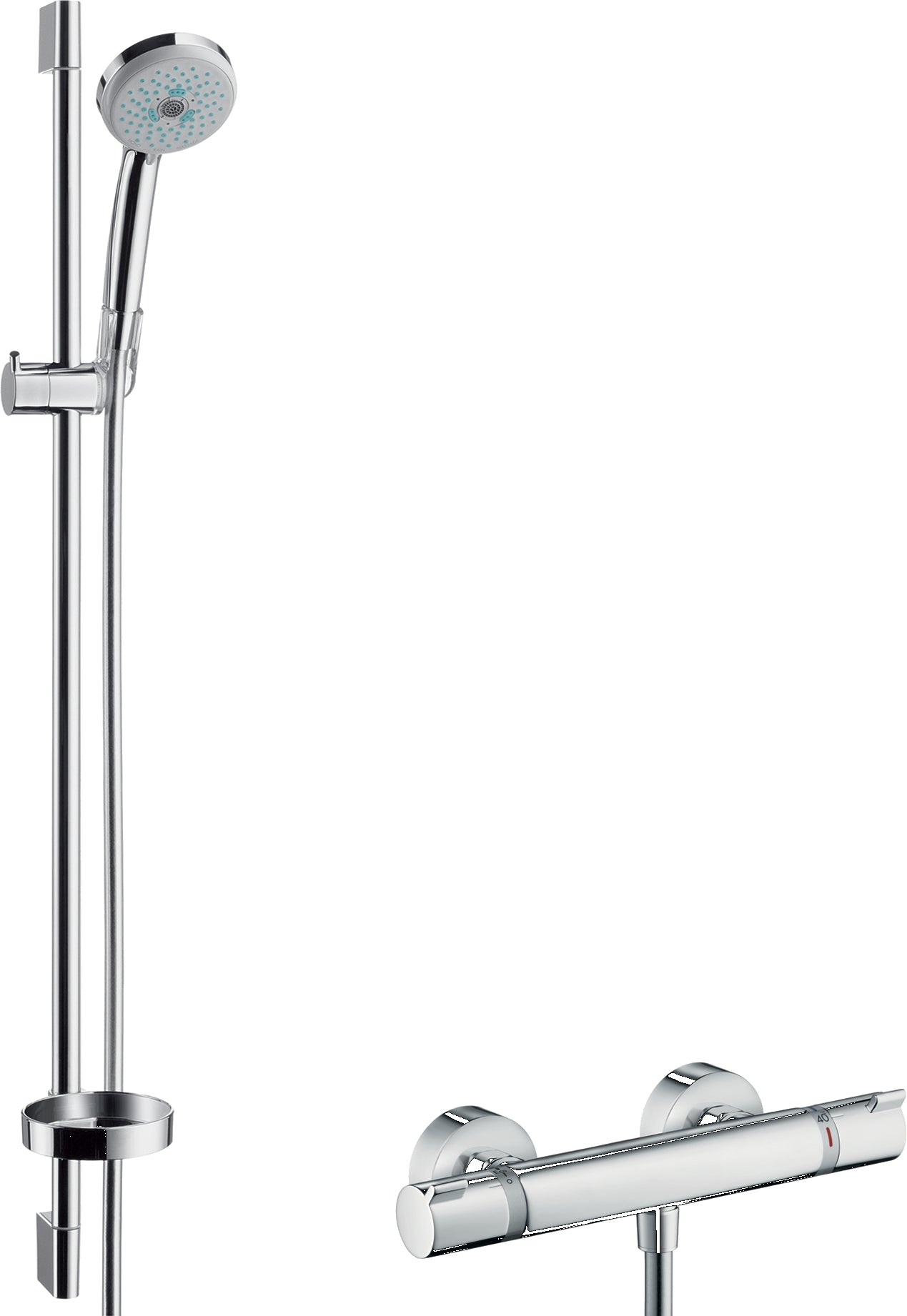 Croma 100 Shower system Multi with Ecostat Comfort thermostatic mixer and shower rail 90 cm