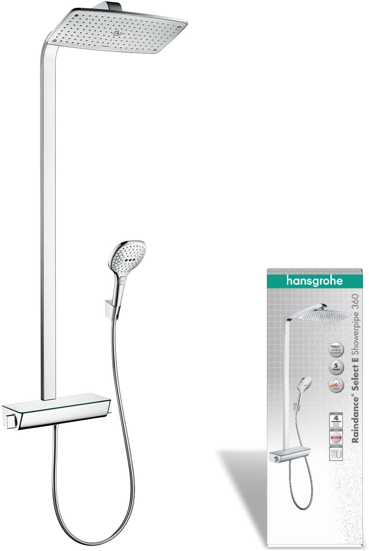 Raindance E Showerpipe 360 1jet with thermostatic shower mixer