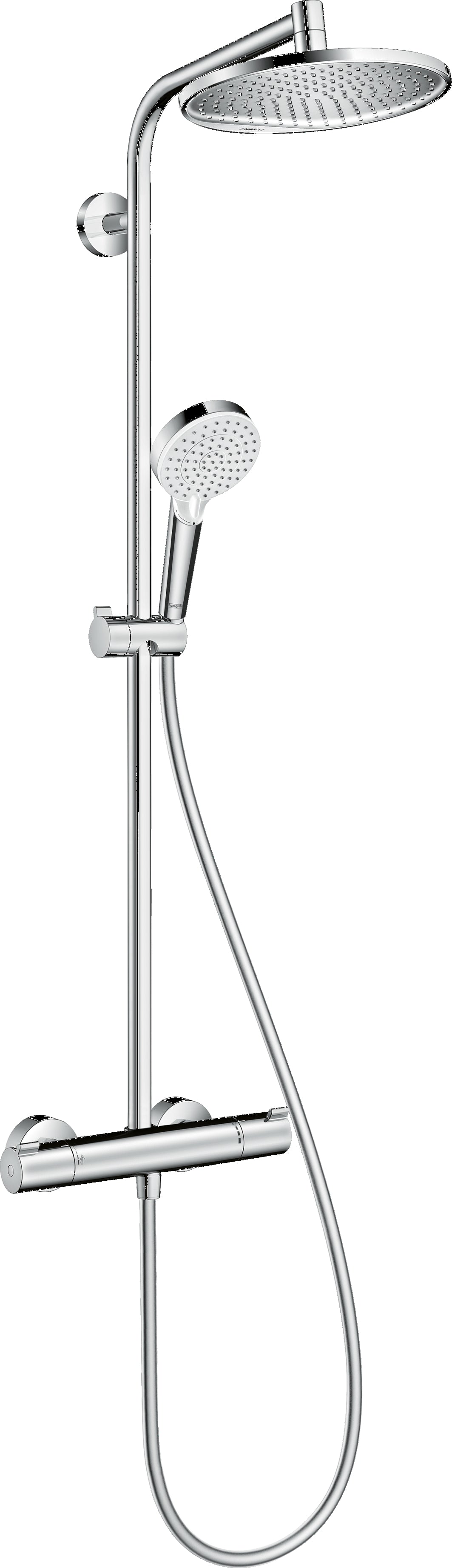 Crometta S Showerpipe 240 1jet EcoSmart with thermostatic shower mixer