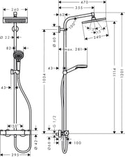 Crometta E Showerpipe 240 1jet with thermostatic shower mixer