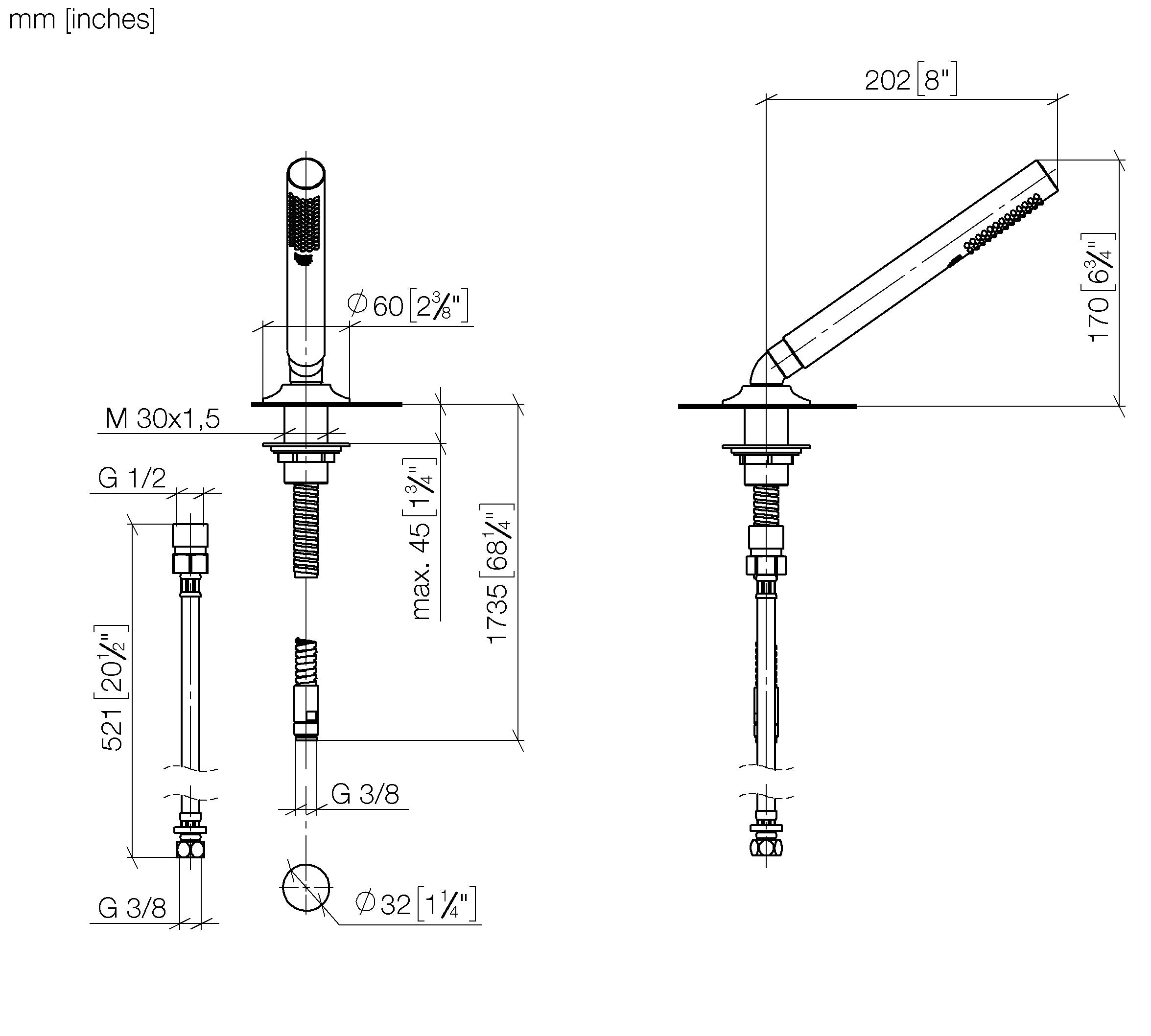 Vaia Hand Shower Set For Bath Rim Or Tile Edge Installation Chrome