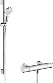 Crometta Shower system 100 Vario with Ecostat 1001 CL thermostatic mixer and shower rail 90 cm