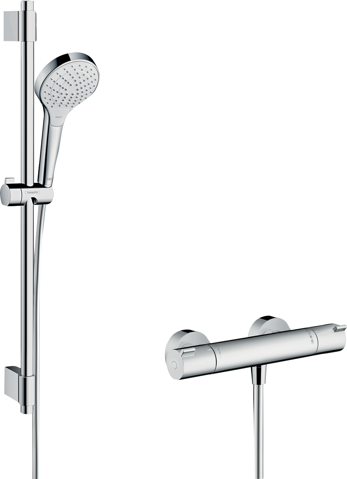 Croma Select S Shower system 110 Vario with Ecostat 1001 CL thermostatic mixer and shower rail 72 cm