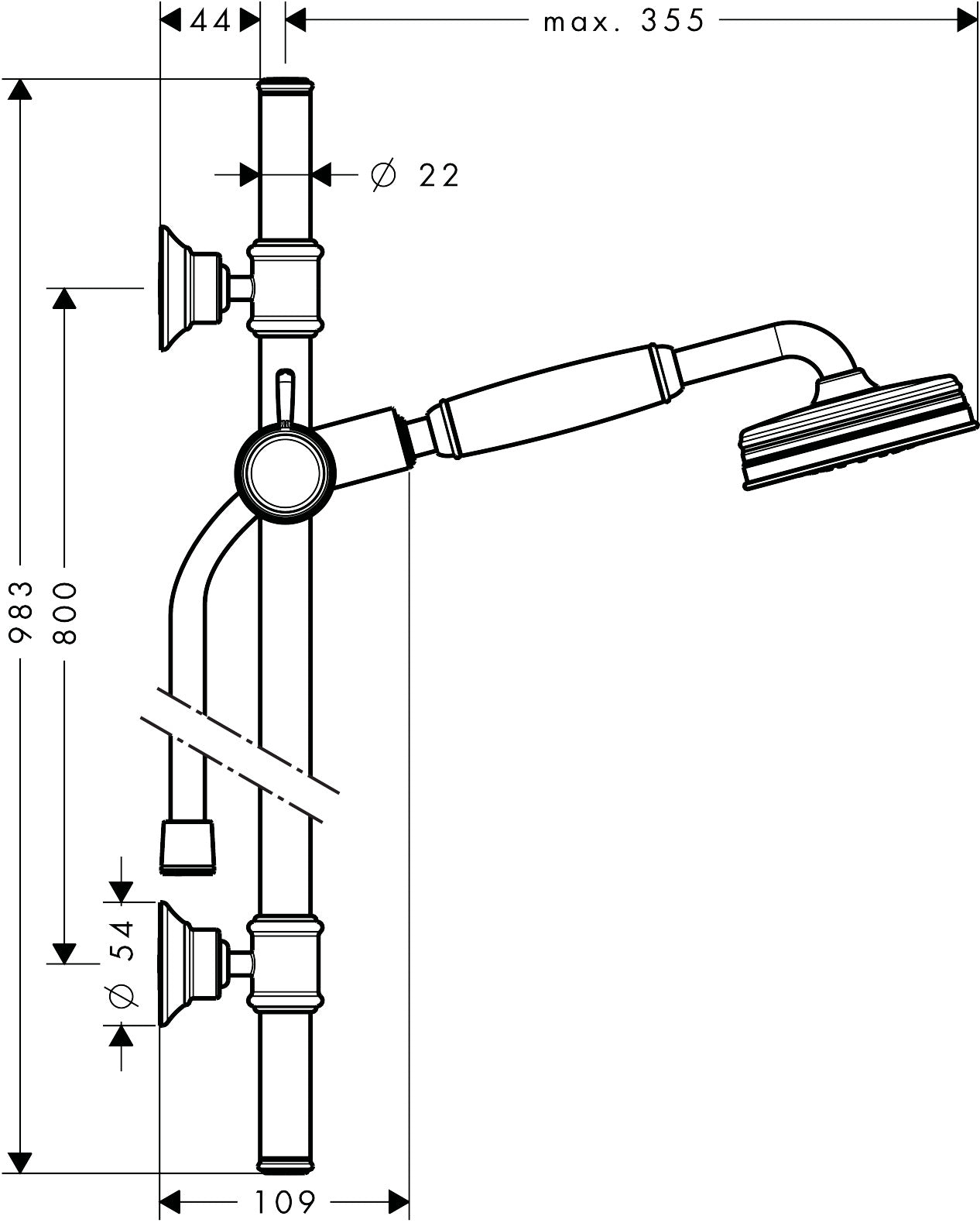 AXOR Montreux Shower set 0.90 m with 1jet hand shower 100