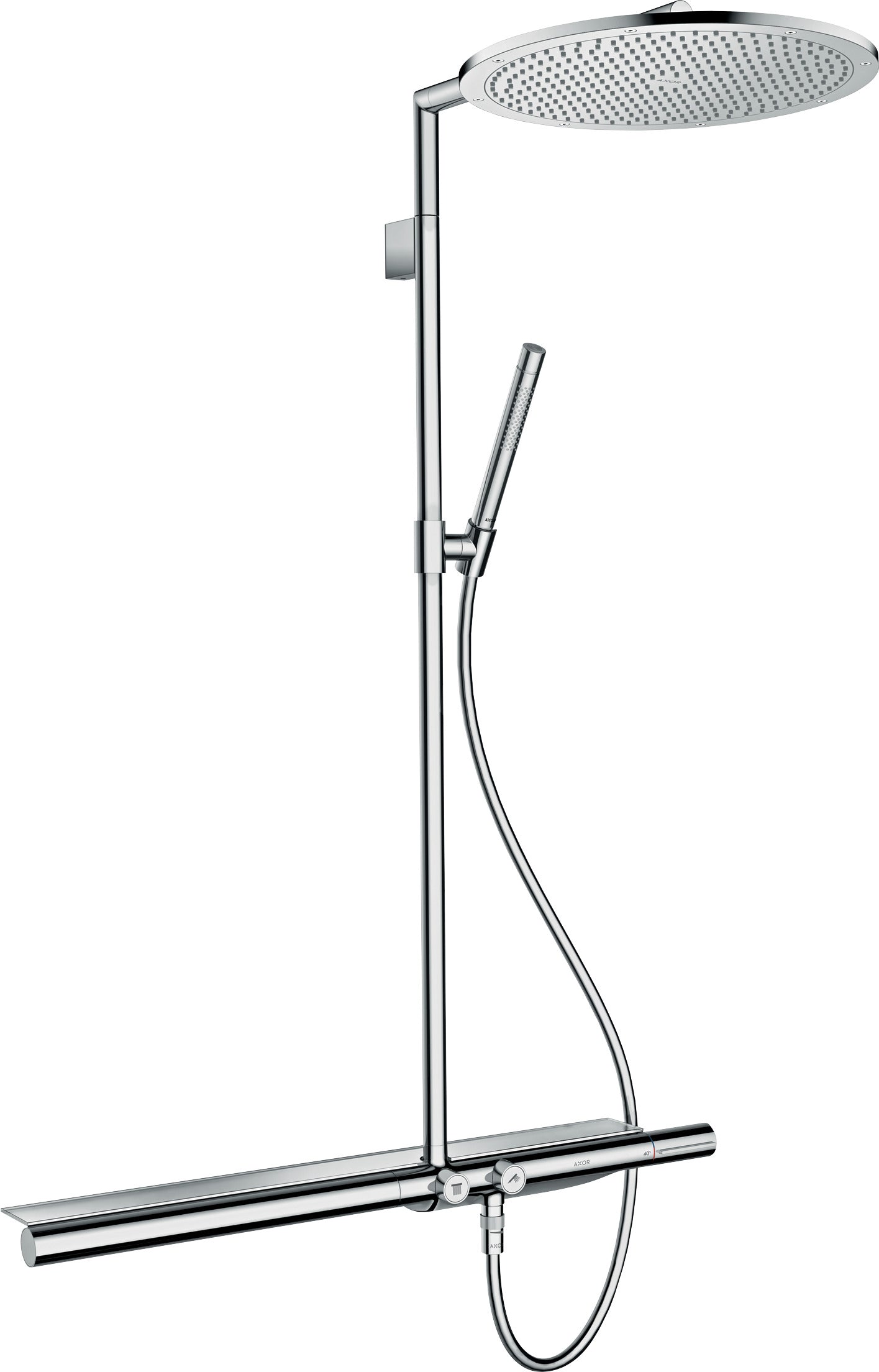 AXOR ShowerSolutions Showerpipe with thermostatic mixer 800 and 1jet overhead shower 350