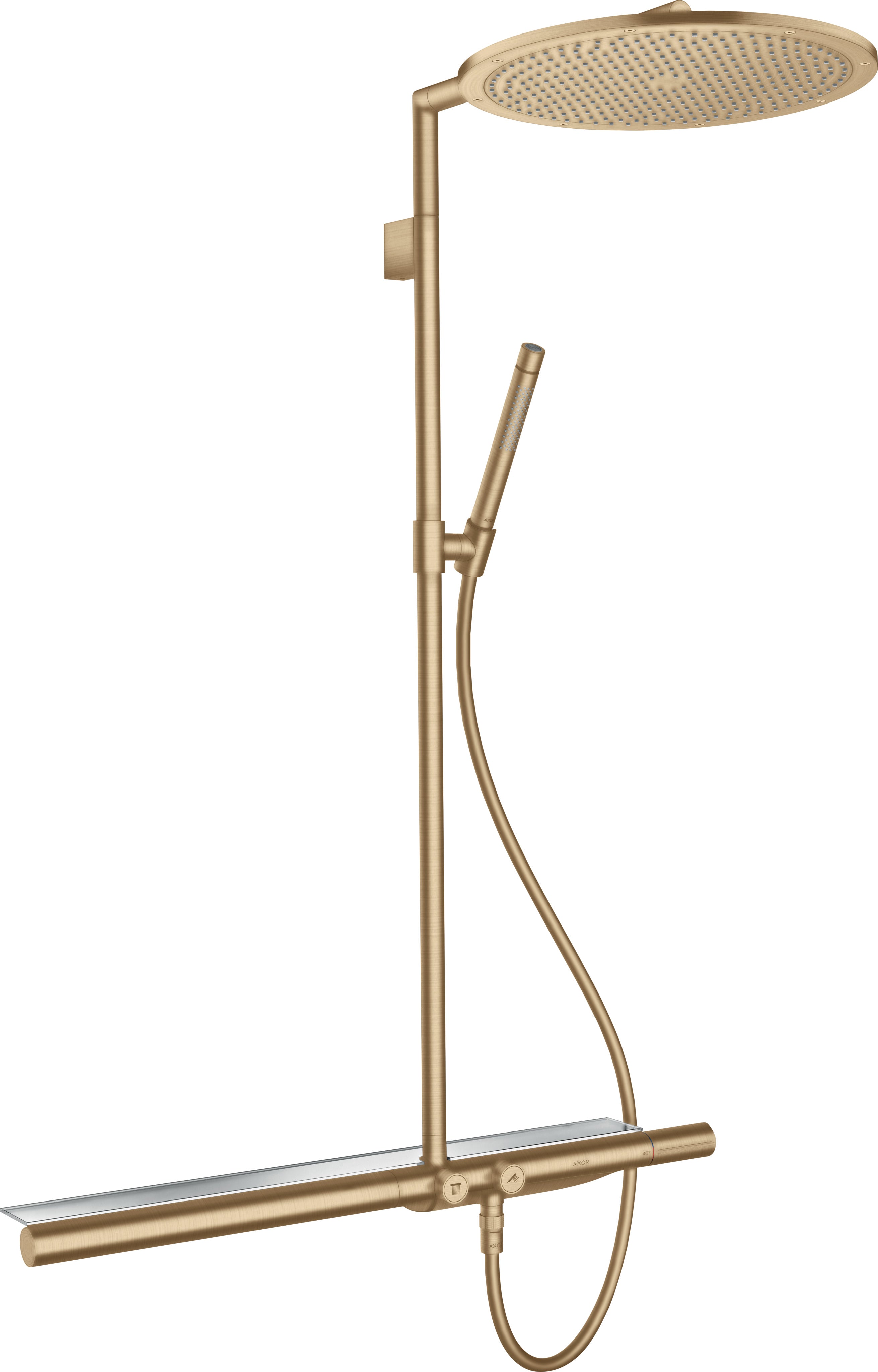 AXOR ShowerSolutions Showerpipe with thermostatic mixer 800 and 1jet overhead shower 350