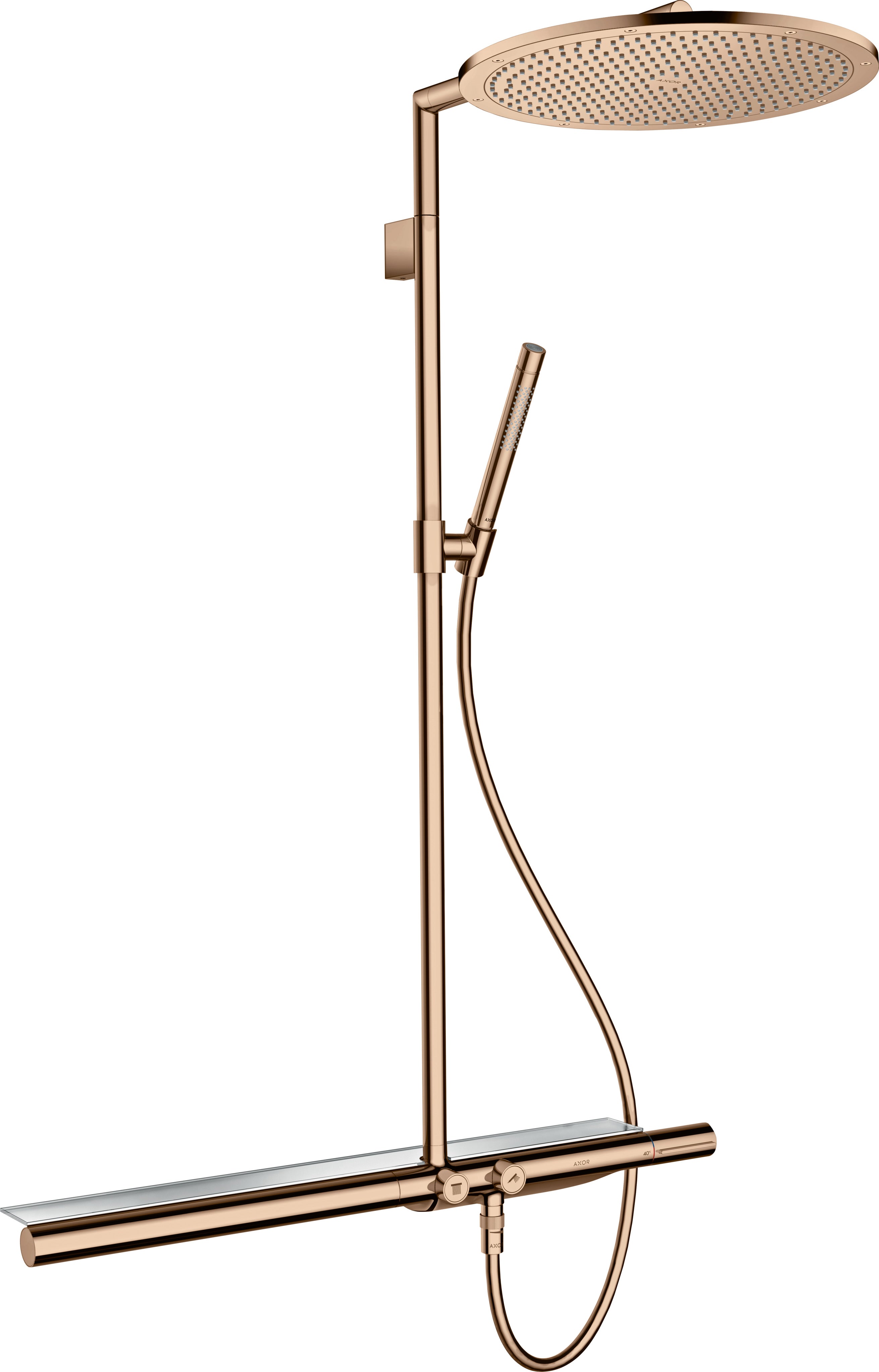 AXOR ShowerSolutions Showerpipe with thermostatic mixer 800 and 1jet overhead shower 350