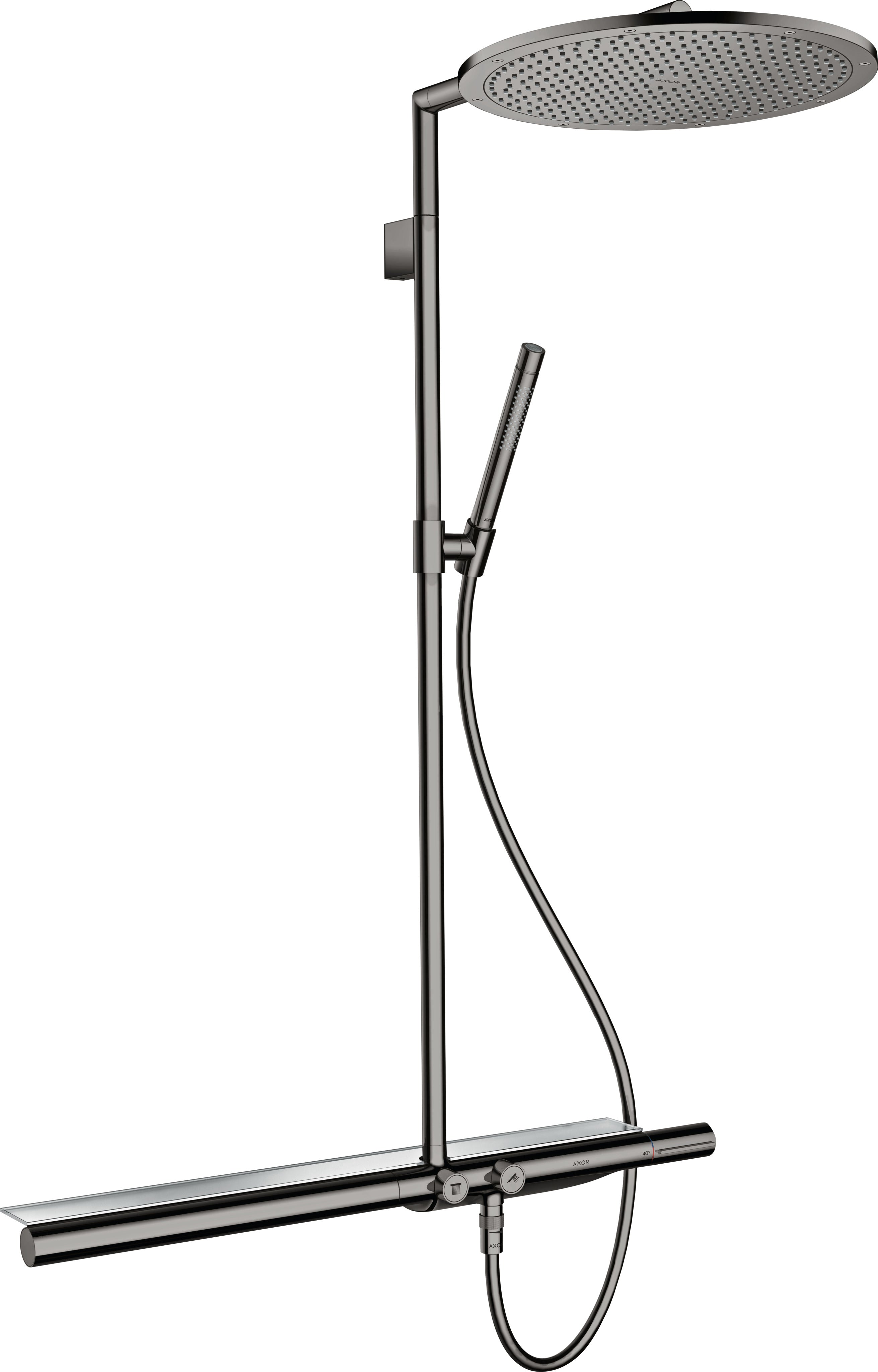 AXOR ShowerSolutions Showerpipe with thermostatic mixer 800 and 1jet overhead shower 350