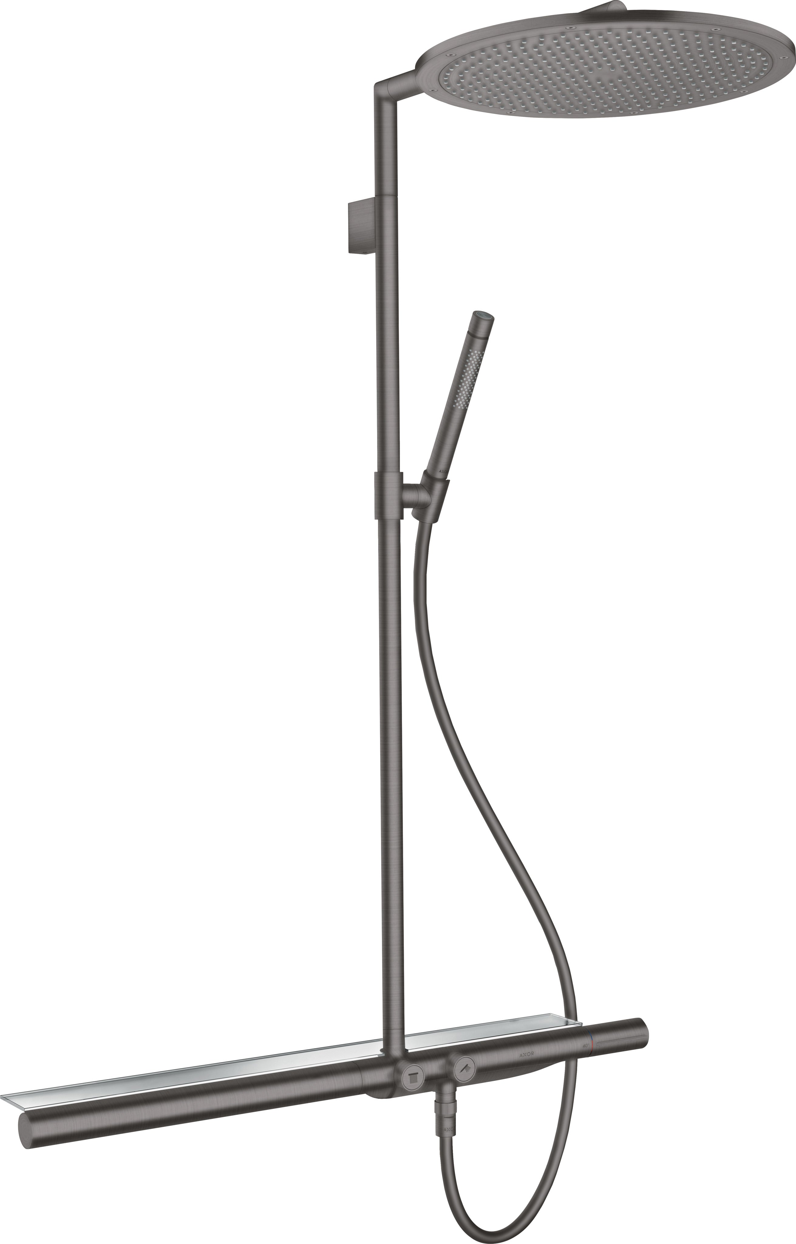AXOR ShowerSolutions Showerpipe with thermostatic mixer 800 and 1jet overhead shower 350