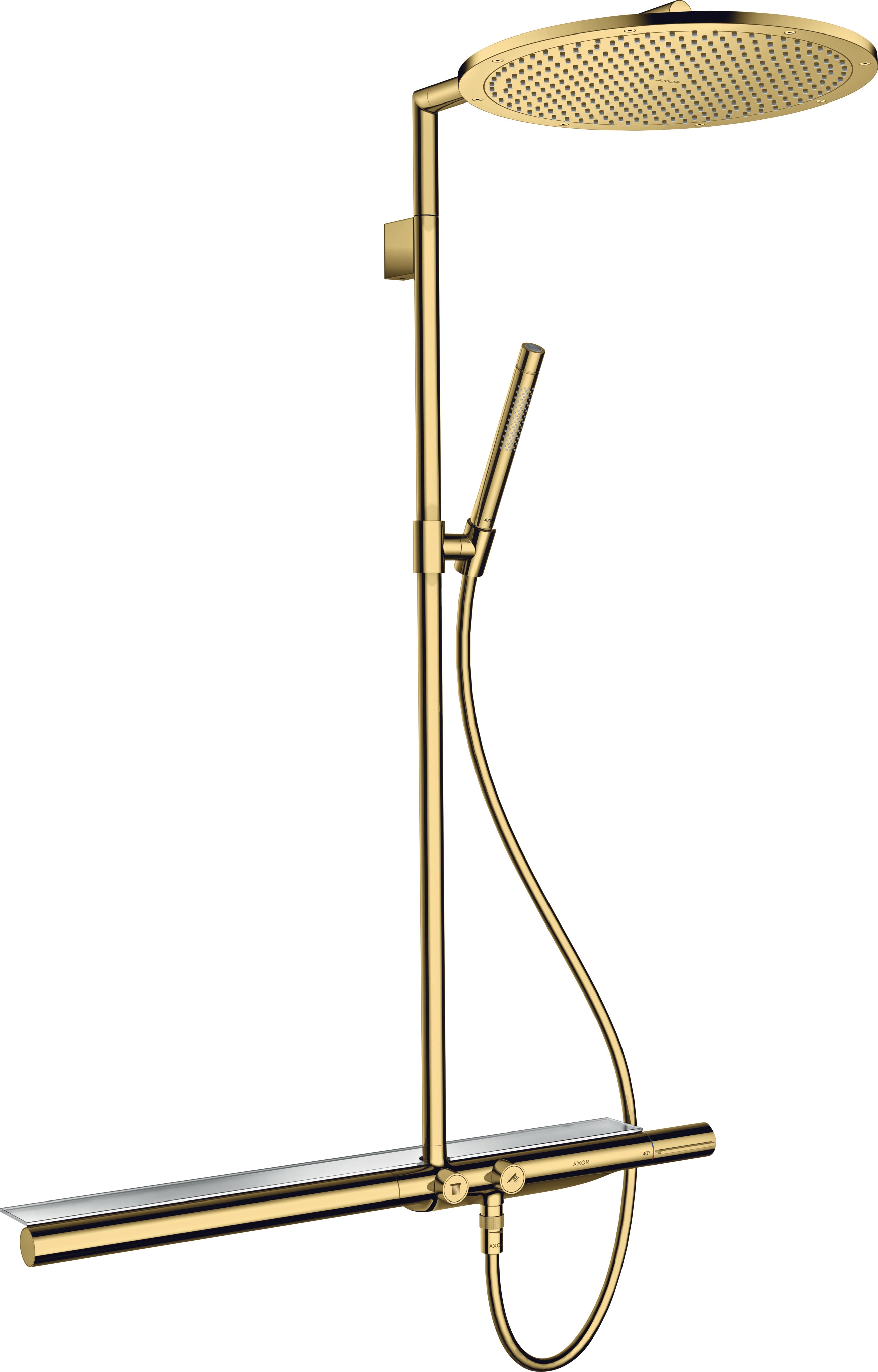 AXOR ShowerSolutions Showerpipe with thermostatic mixer 800 and 1jet overhead shower 350