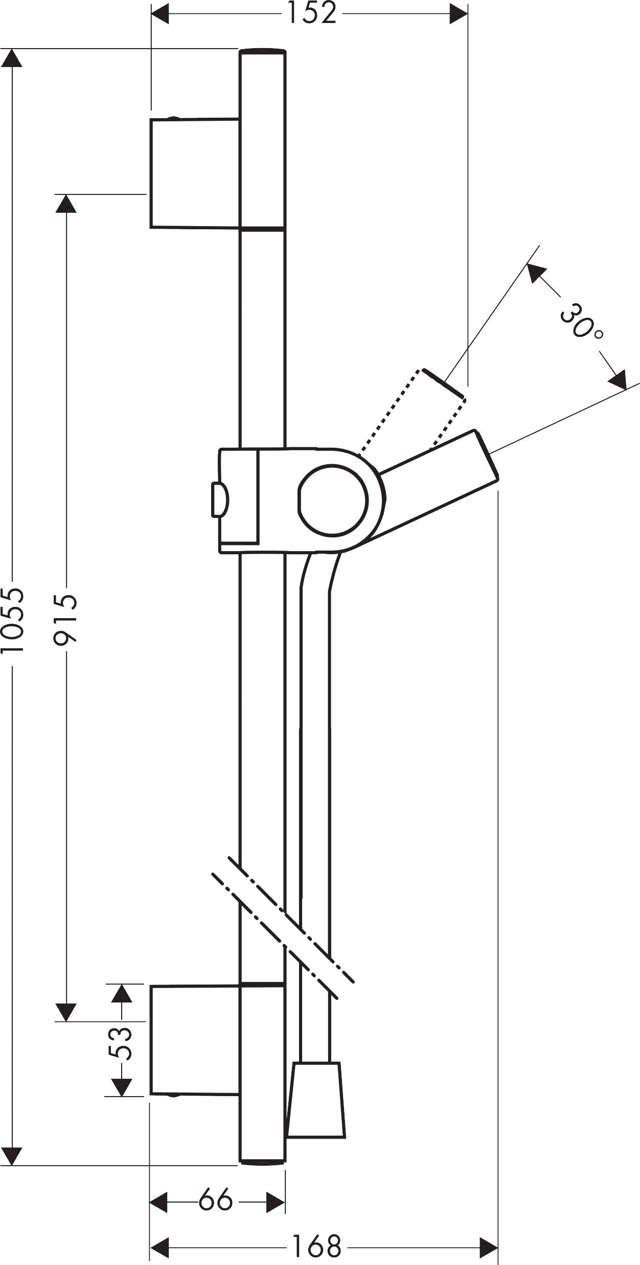 AXOR Uno Shower rail 0.90 m with shower hose 1.60 m
