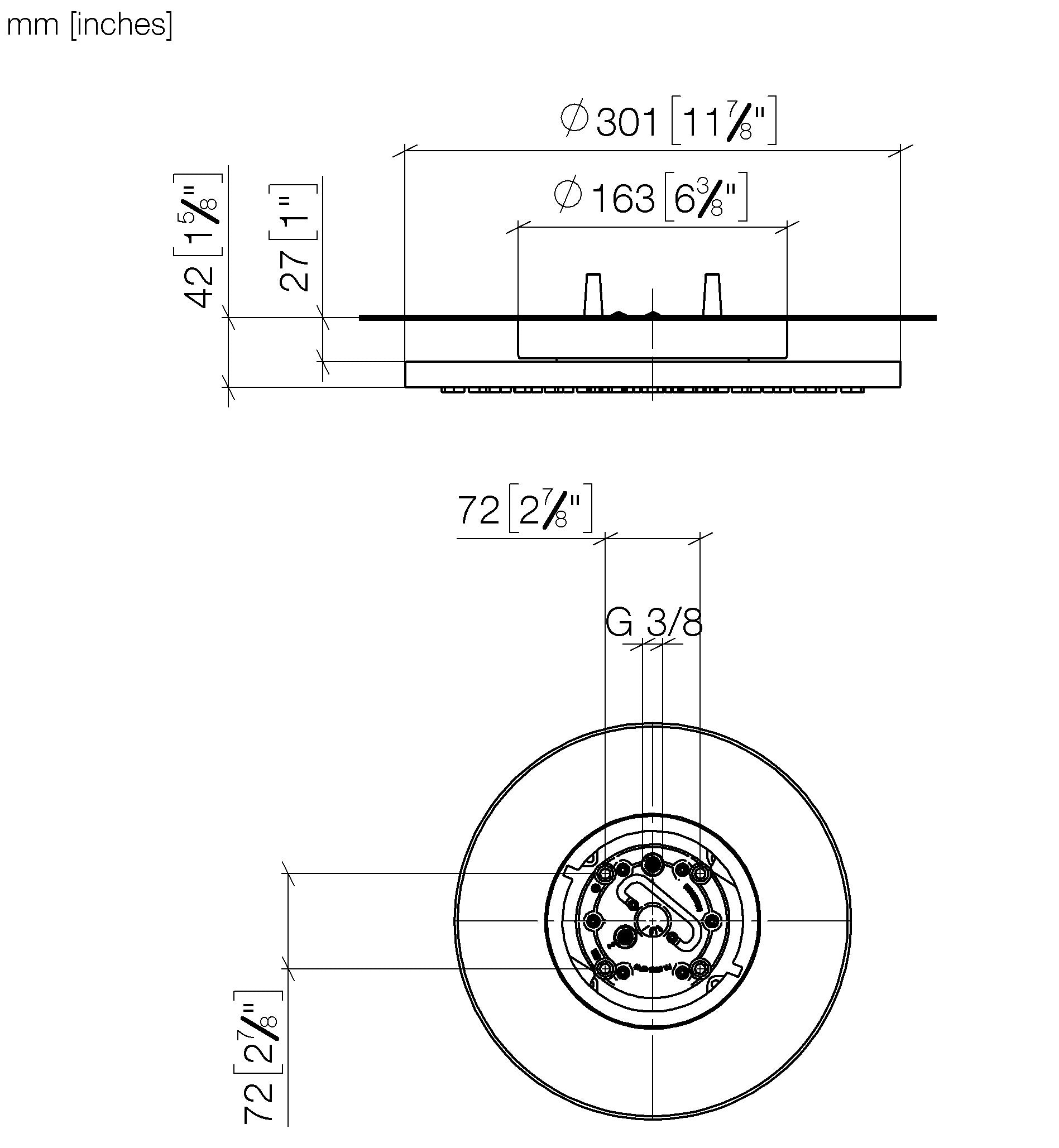 Rain Shower For Surface Mounted Ceiling Installation 300 mm Chrome