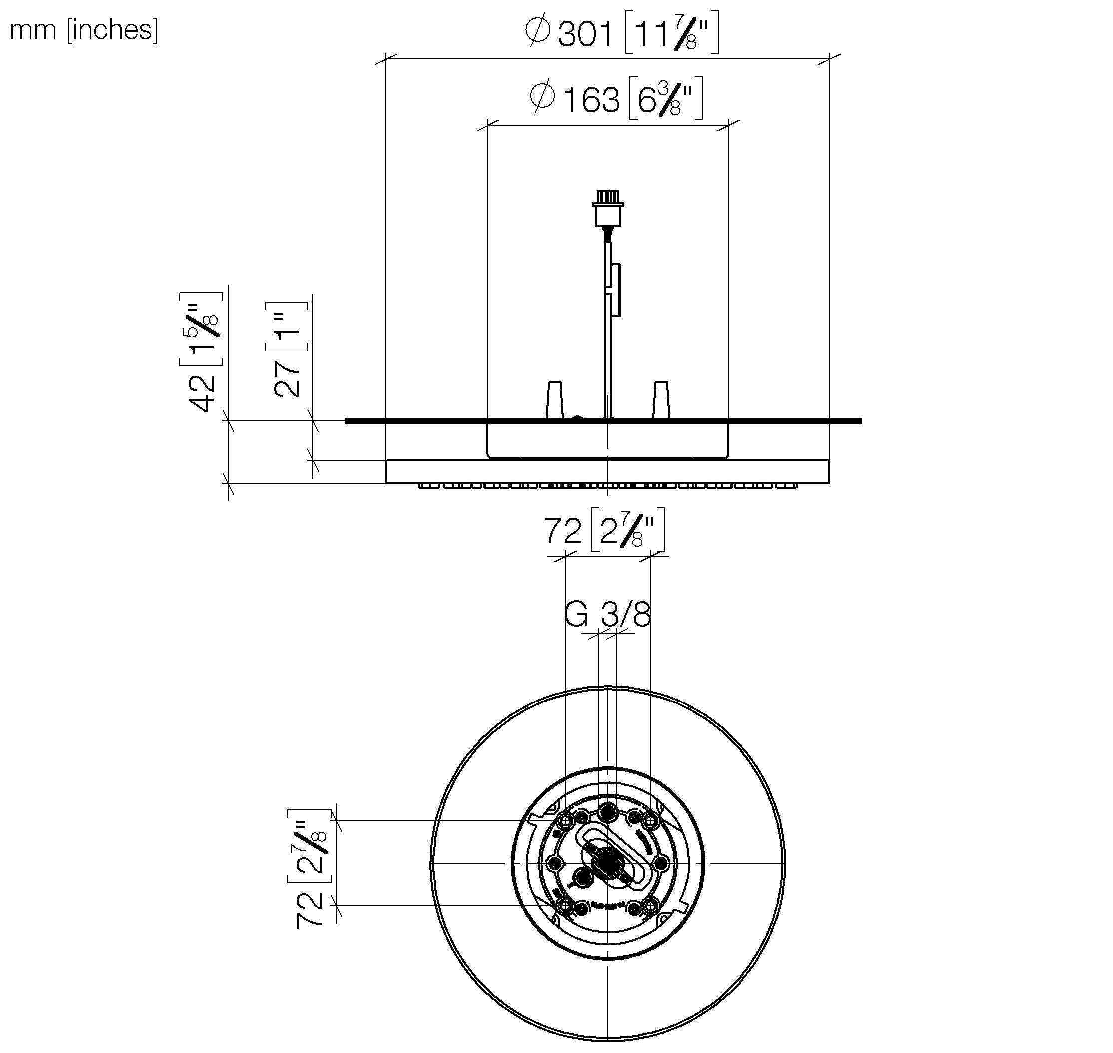 Rain Shower For Surface Mounted Ceiling Installation With Light 300 mm Chrome