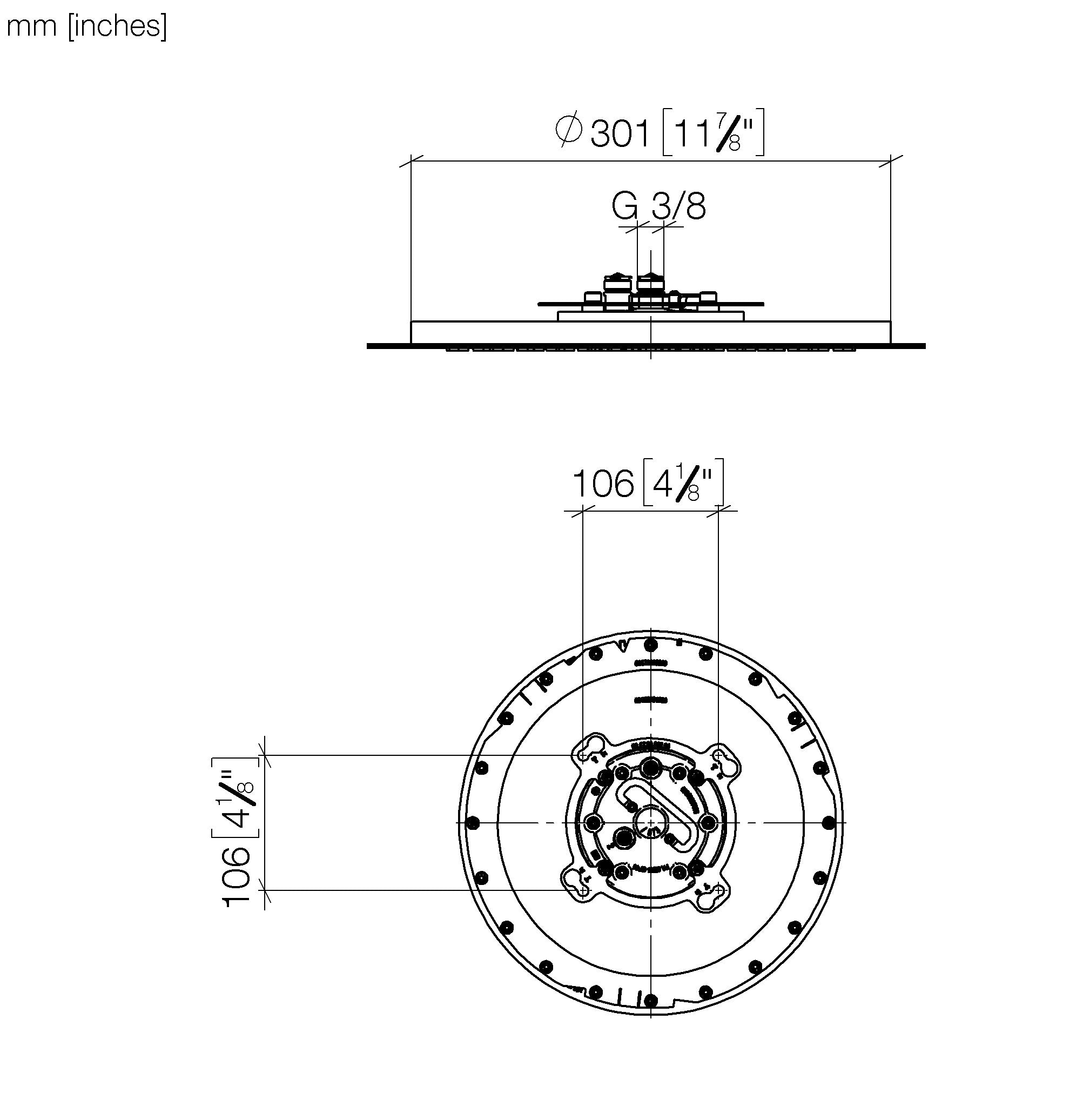 Rain Shower For Recessed Ceiling Installation 300 mm Chrome