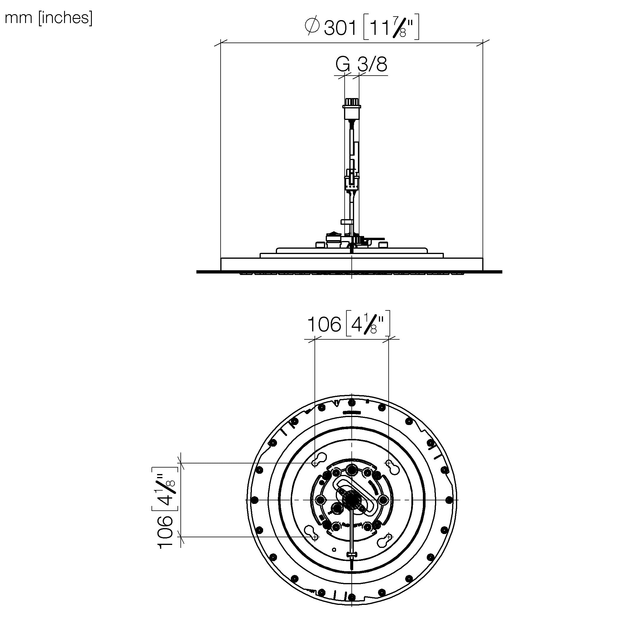 Rain Shower For Recessed Ceiling Installation With Light 300 mm Chrome