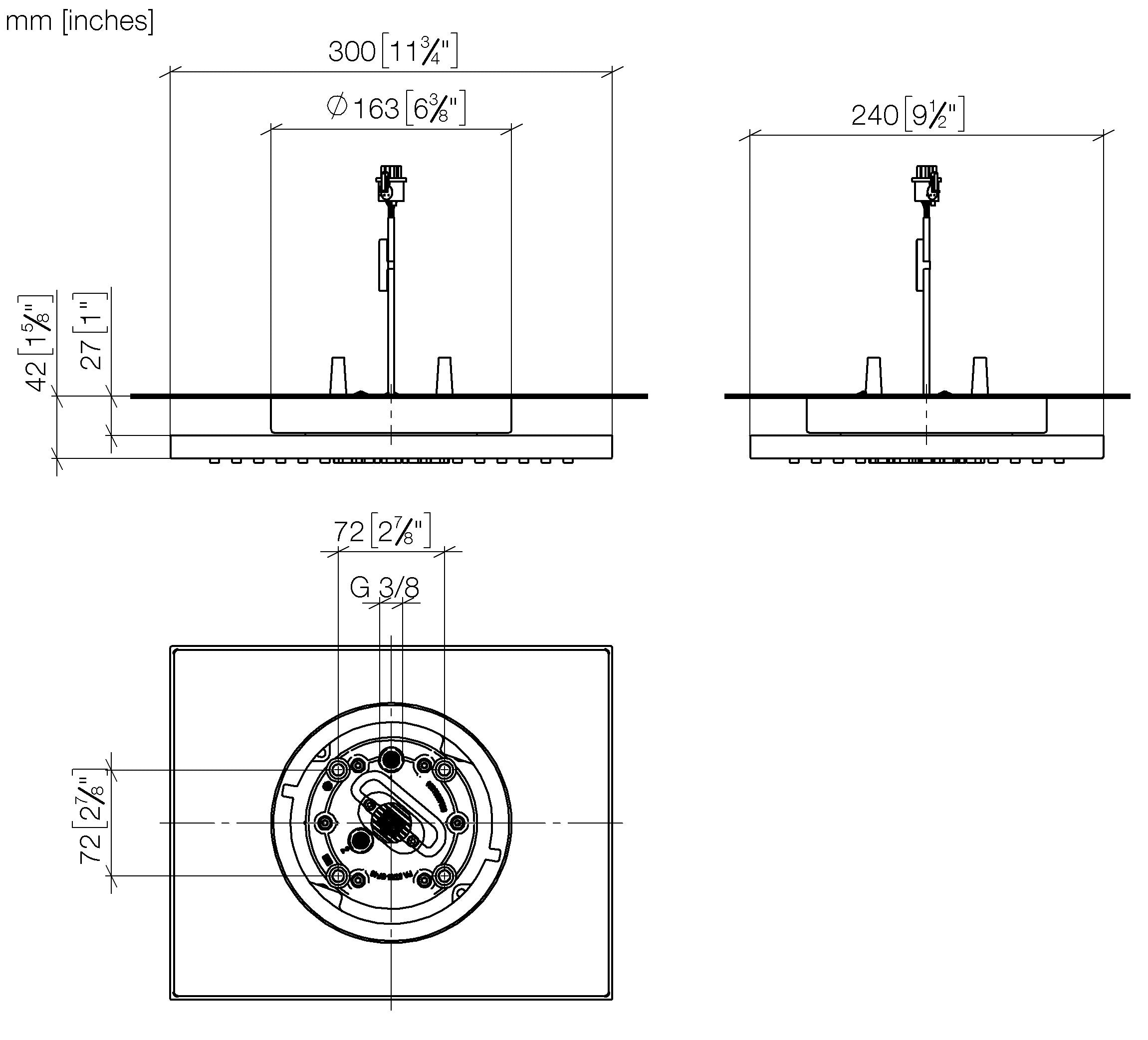 Rain Shower For Surface Mounted Ceiling Installation With Light 300 X 240 mm Chrome