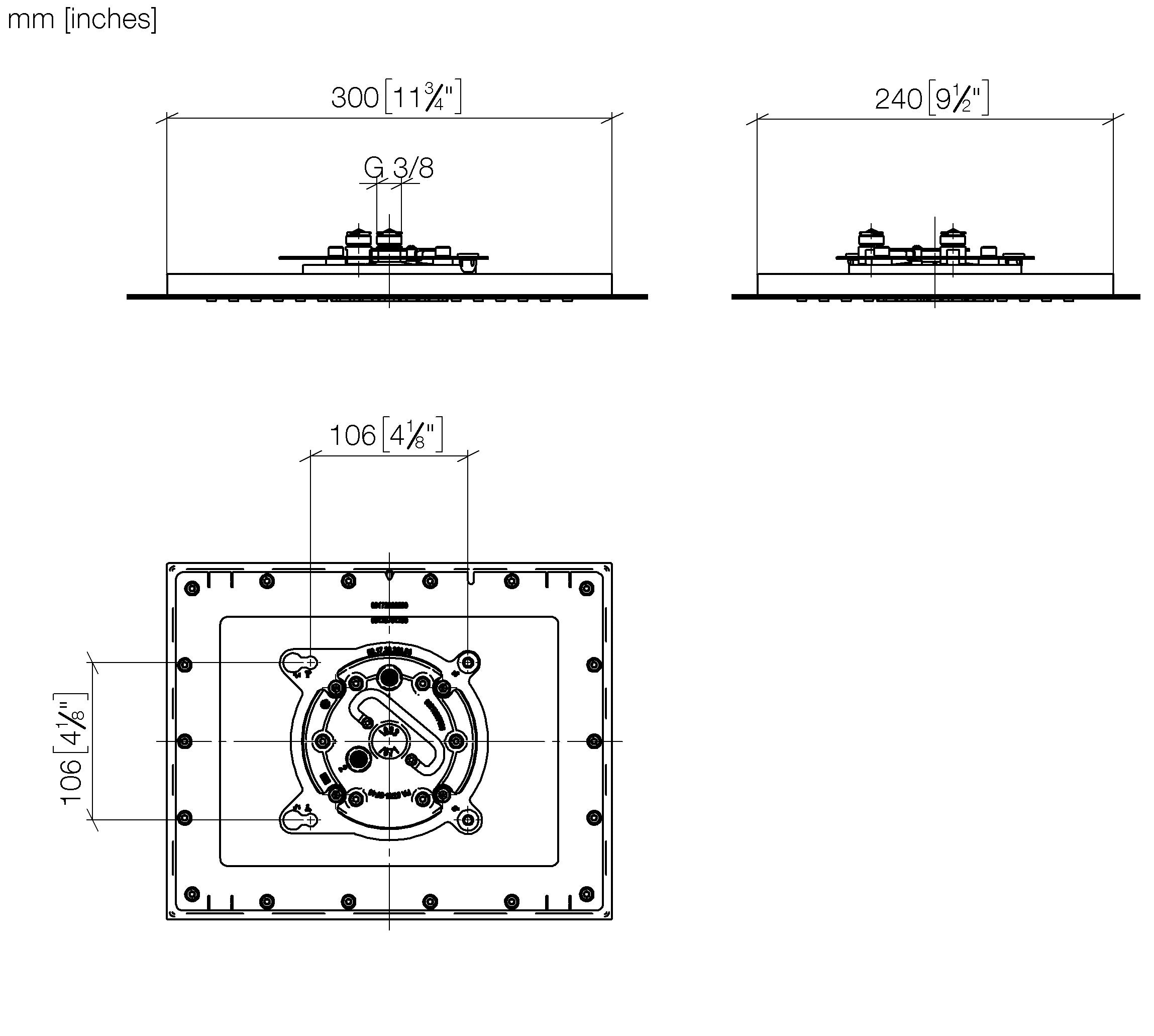Rain Shower For Recessed Ceiling Installation 300 X 240 mm
