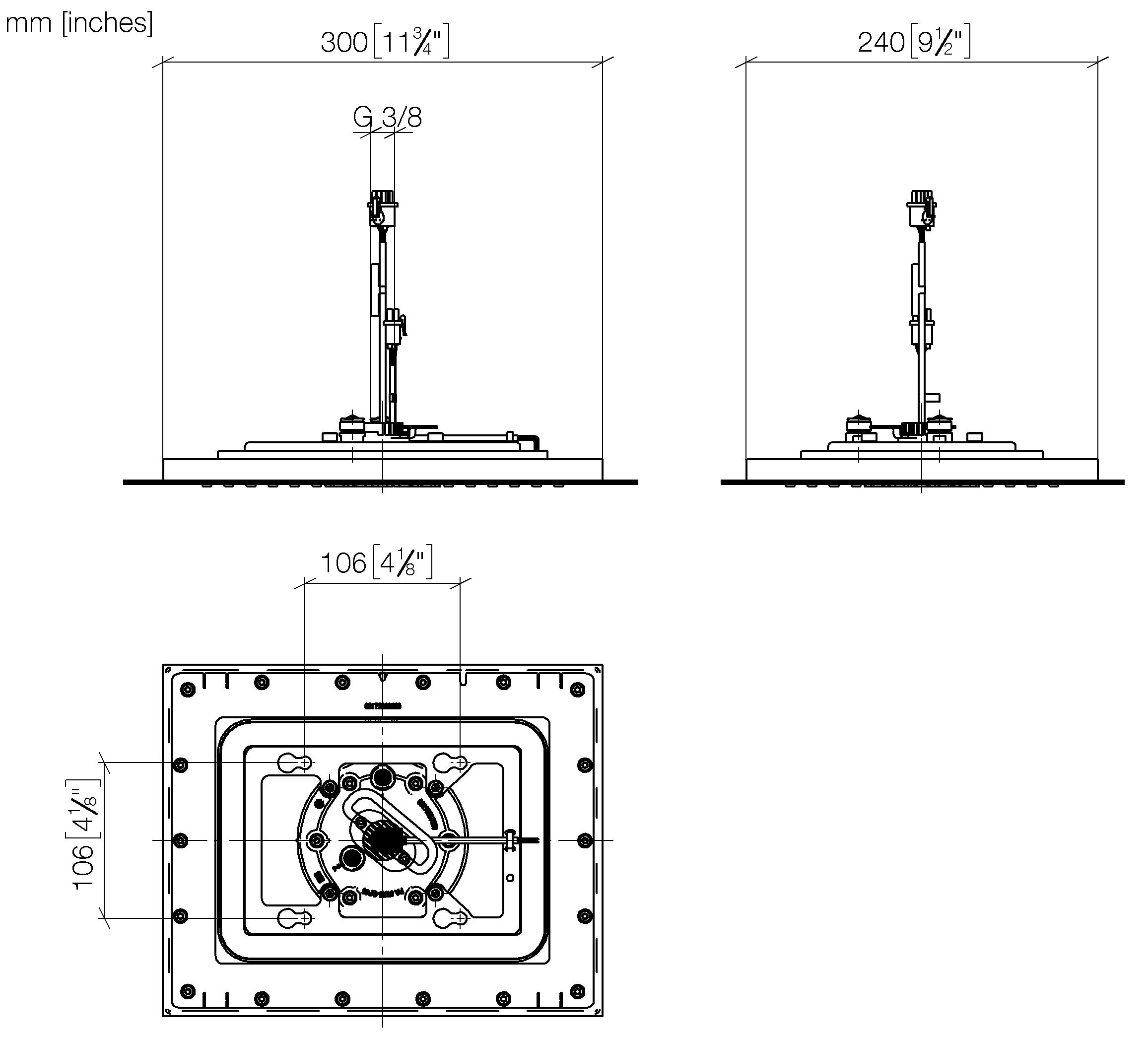 Rain Shower For Recessed Ceiling Installation With Light 300 X 240 mm Chrome