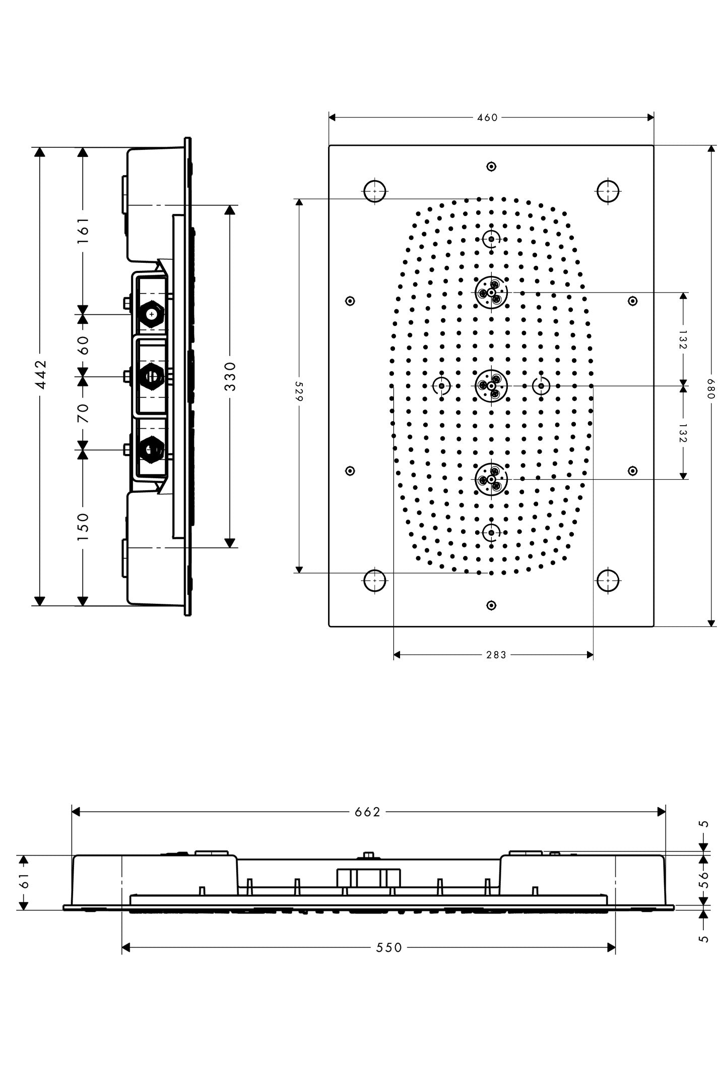 Raindance Rainmaker Overhead shower 680/460 3jet with lighting
