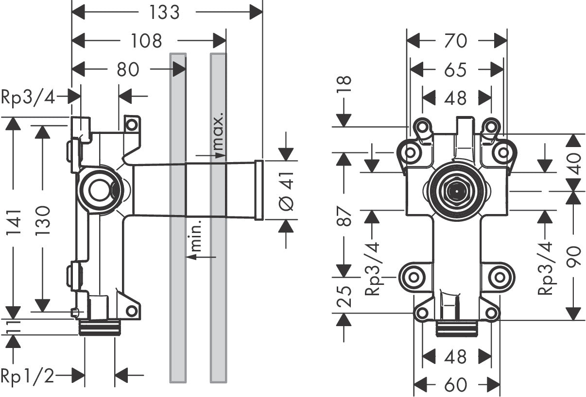 AXOR ShowerSolutions Basic set for shower module 120 mm x 120 mm