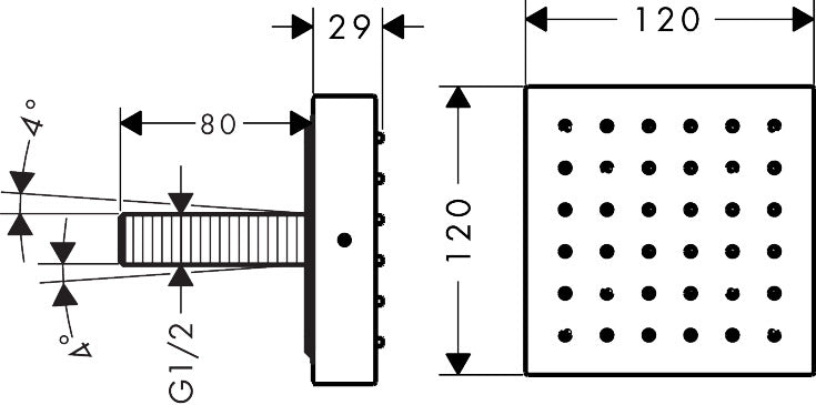 AXOR ShowerSolutions Shower module 120/120 for concealed installation square