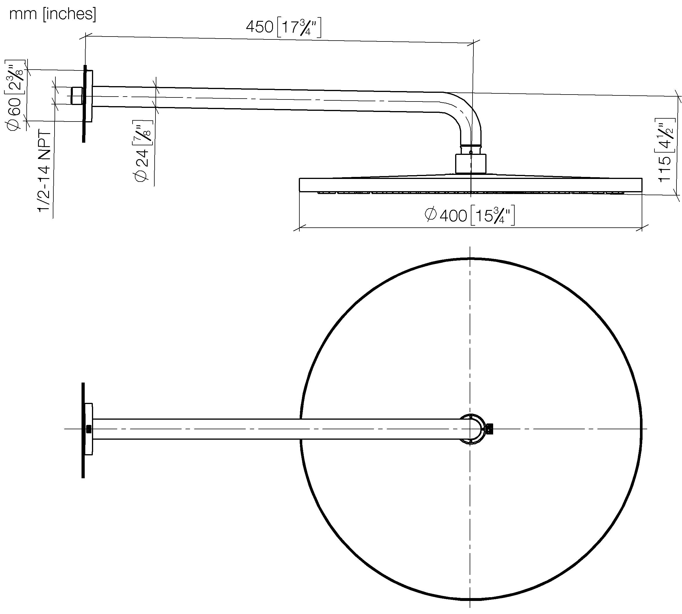 Rain Shower With Wall Fixing 400 mm Chrome