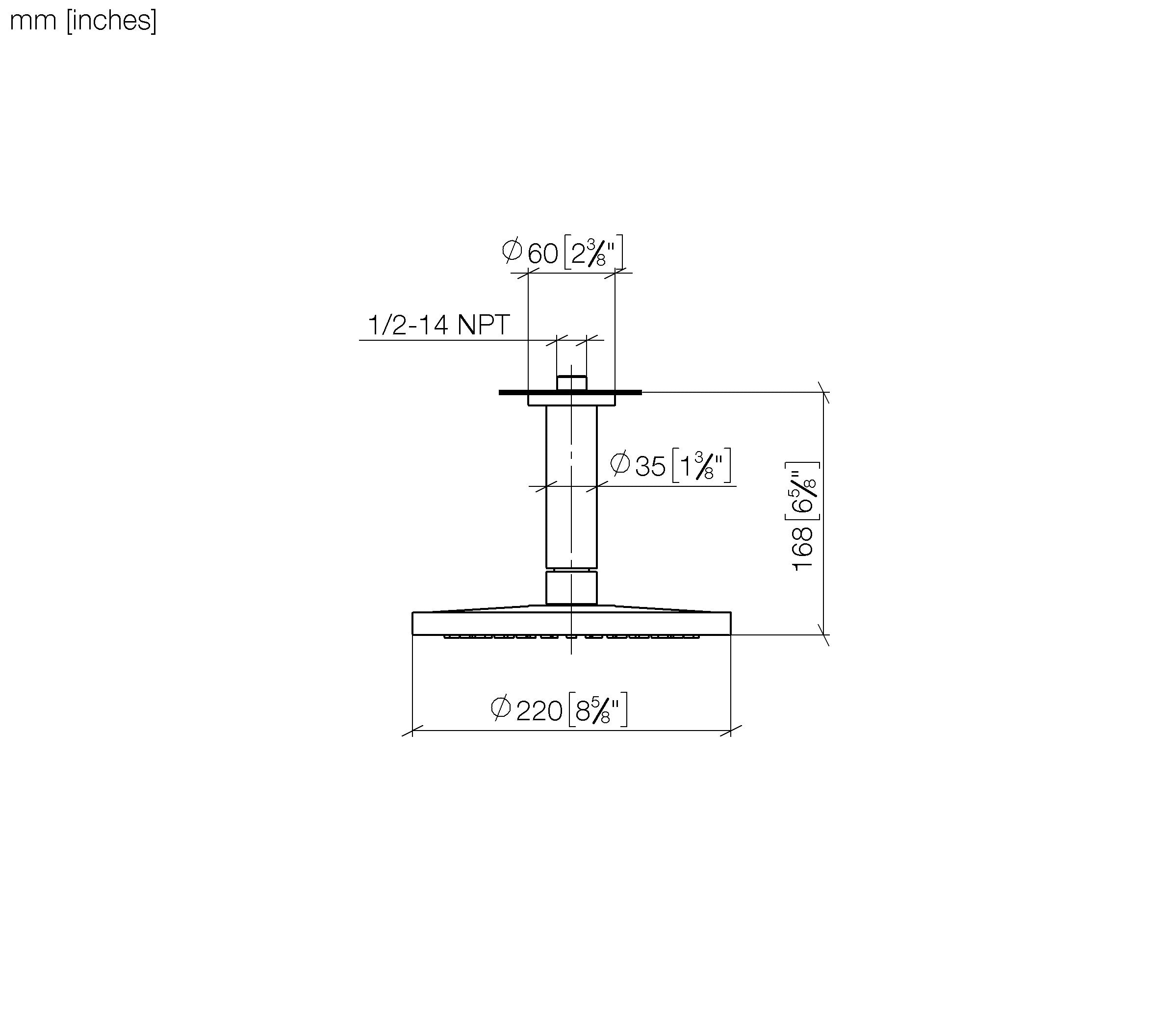 Rain Shower With Ceiling Fixing 220 mm Chrome