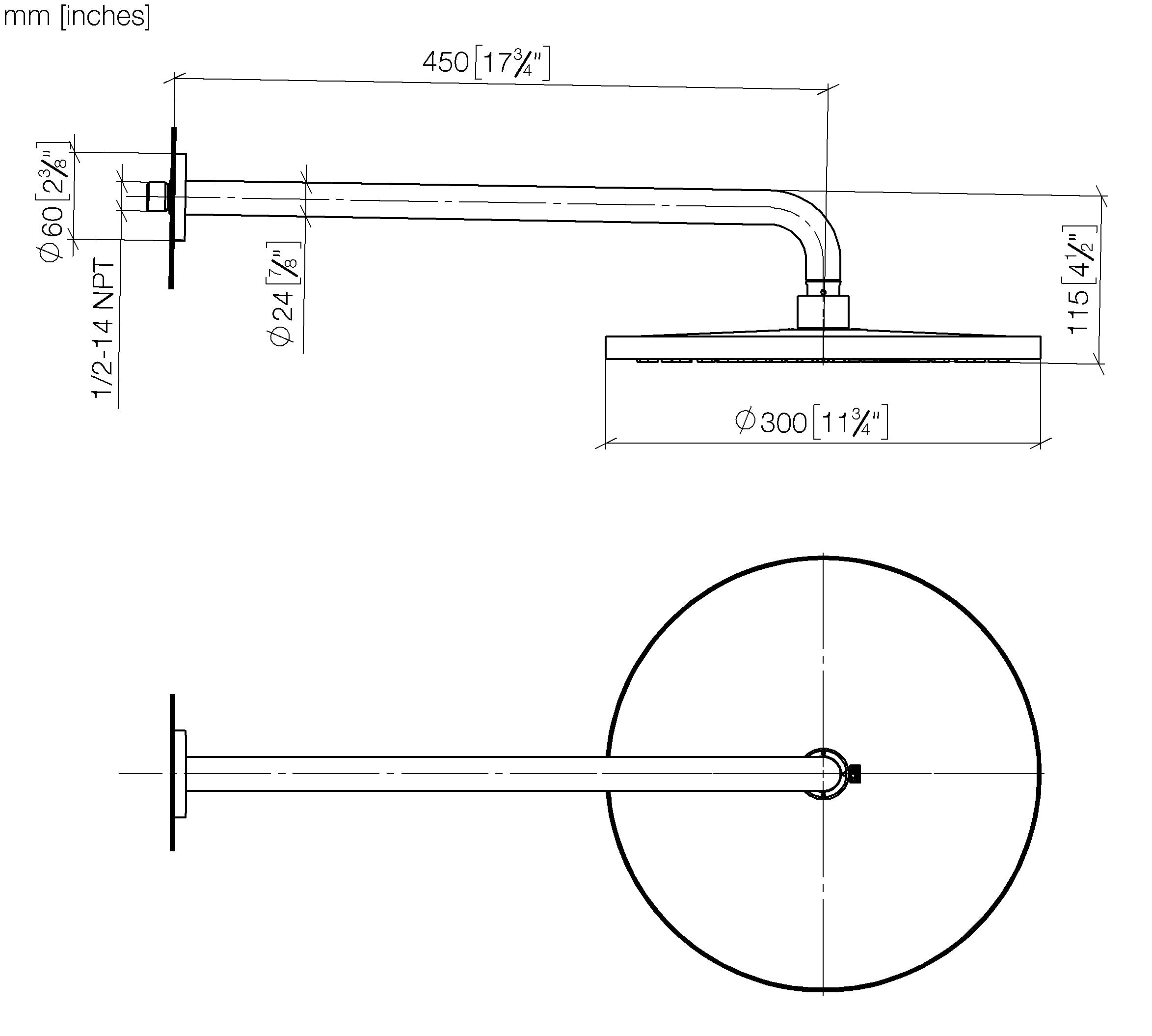 Rain Shower With Wall Fixing 300 mm Chrome