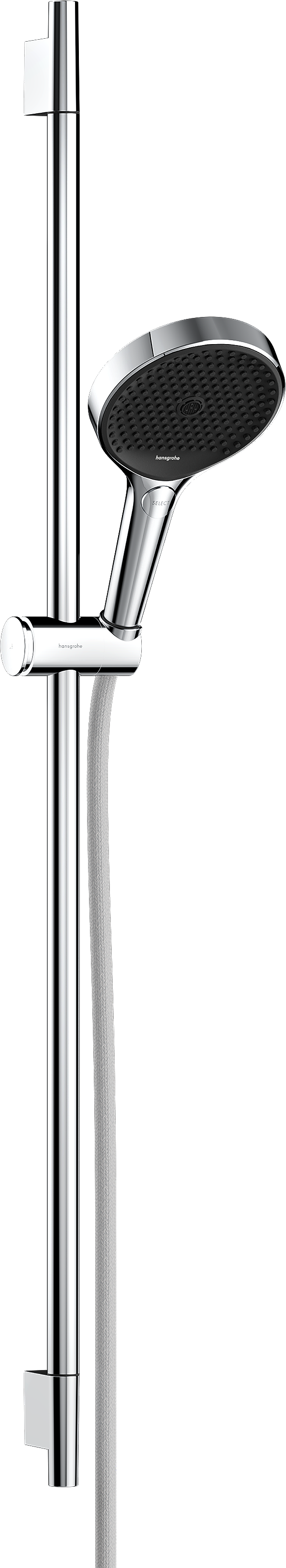 Rainfinity Shower set 130 3jet EcoSmart with shower bar S Puro 90 cm, push slider and Designflex textile shower hose 160 cm