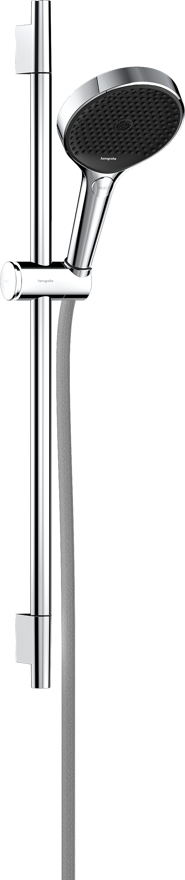 Rainfinity Shower set 130 3jet EcoSmart with shower bar S Puro 65 cm, push slider and Designflex textile shower hose 160 cm