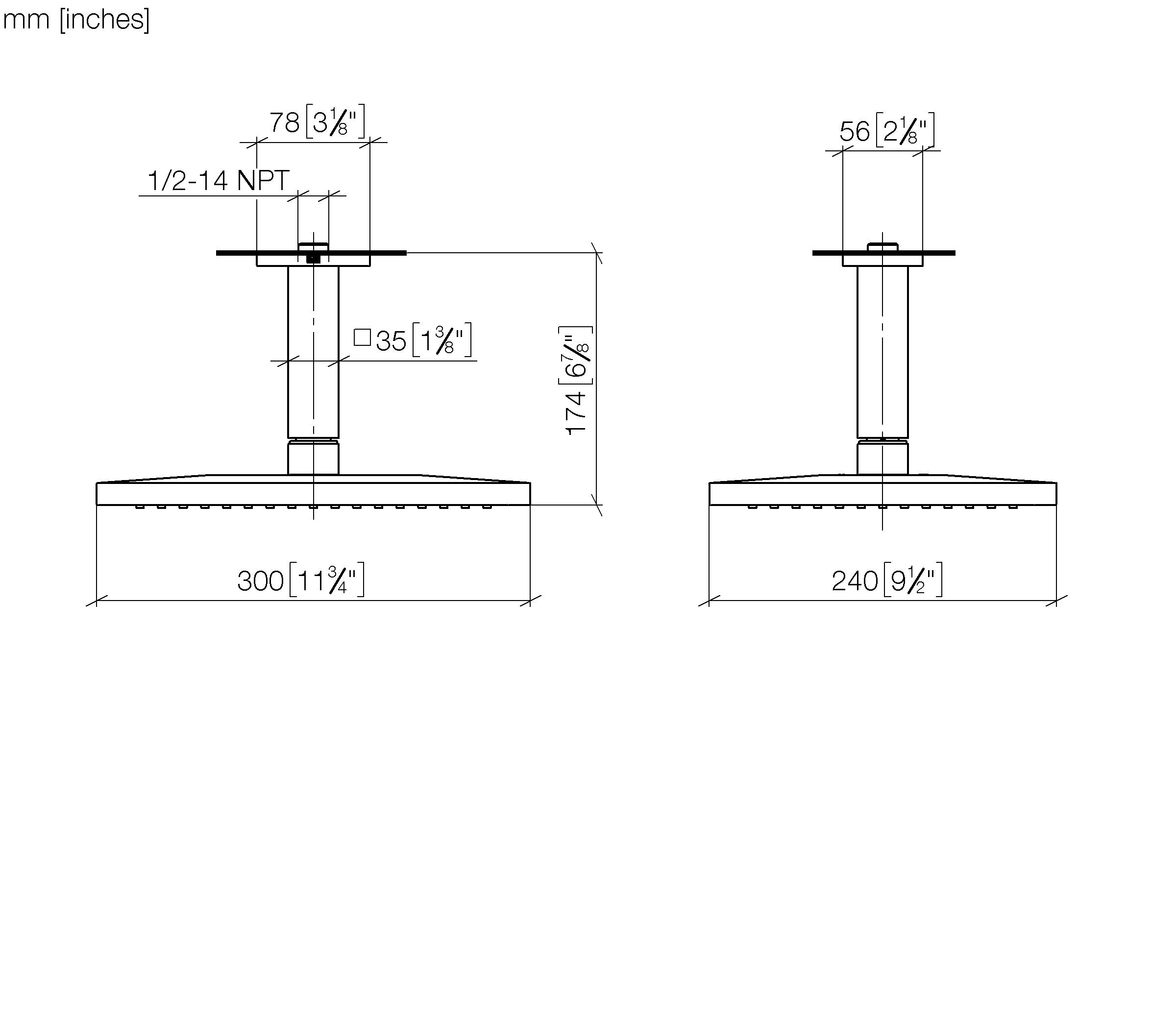 Lulu Rain Shower With Ceiling Fixing Flowreduce 300 X 240 mm Chrome