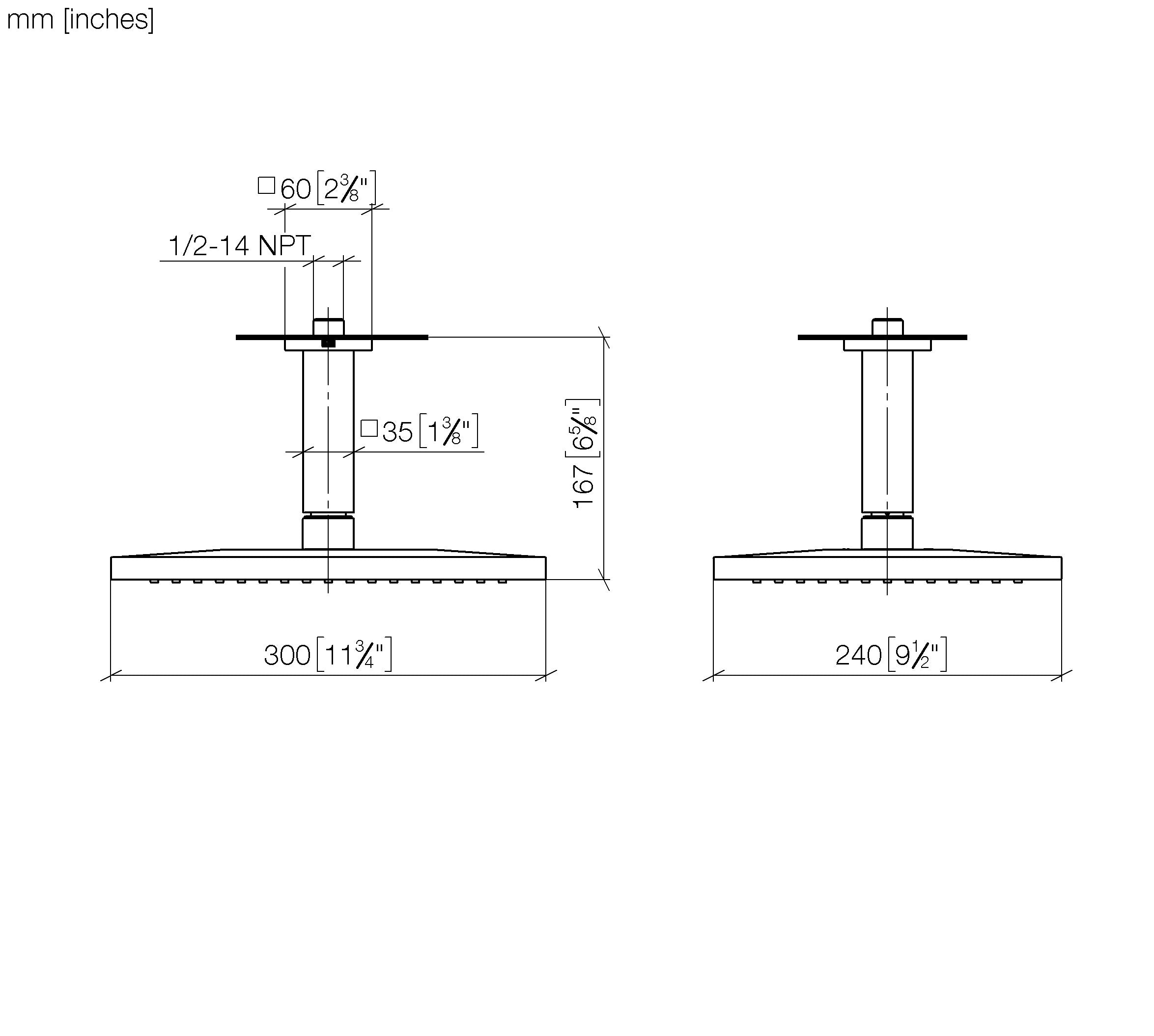 Rain Shower With Ceiling Fixing 300 X 240 mm Chrome